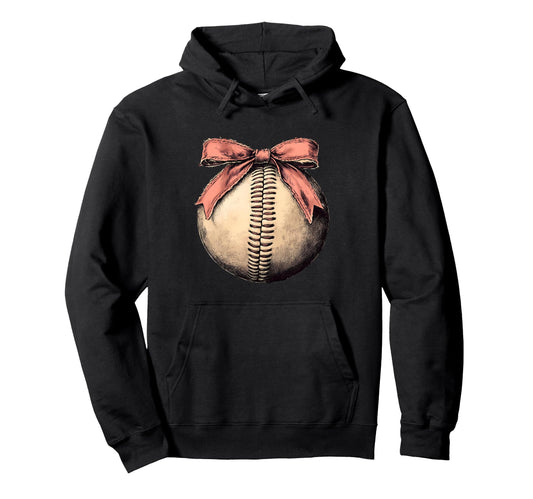 Baseball Coquette Bow Baseball Player Hoodie - Minimalist Print Unisex - T-Shirt, Sweatshirt, Hoodie