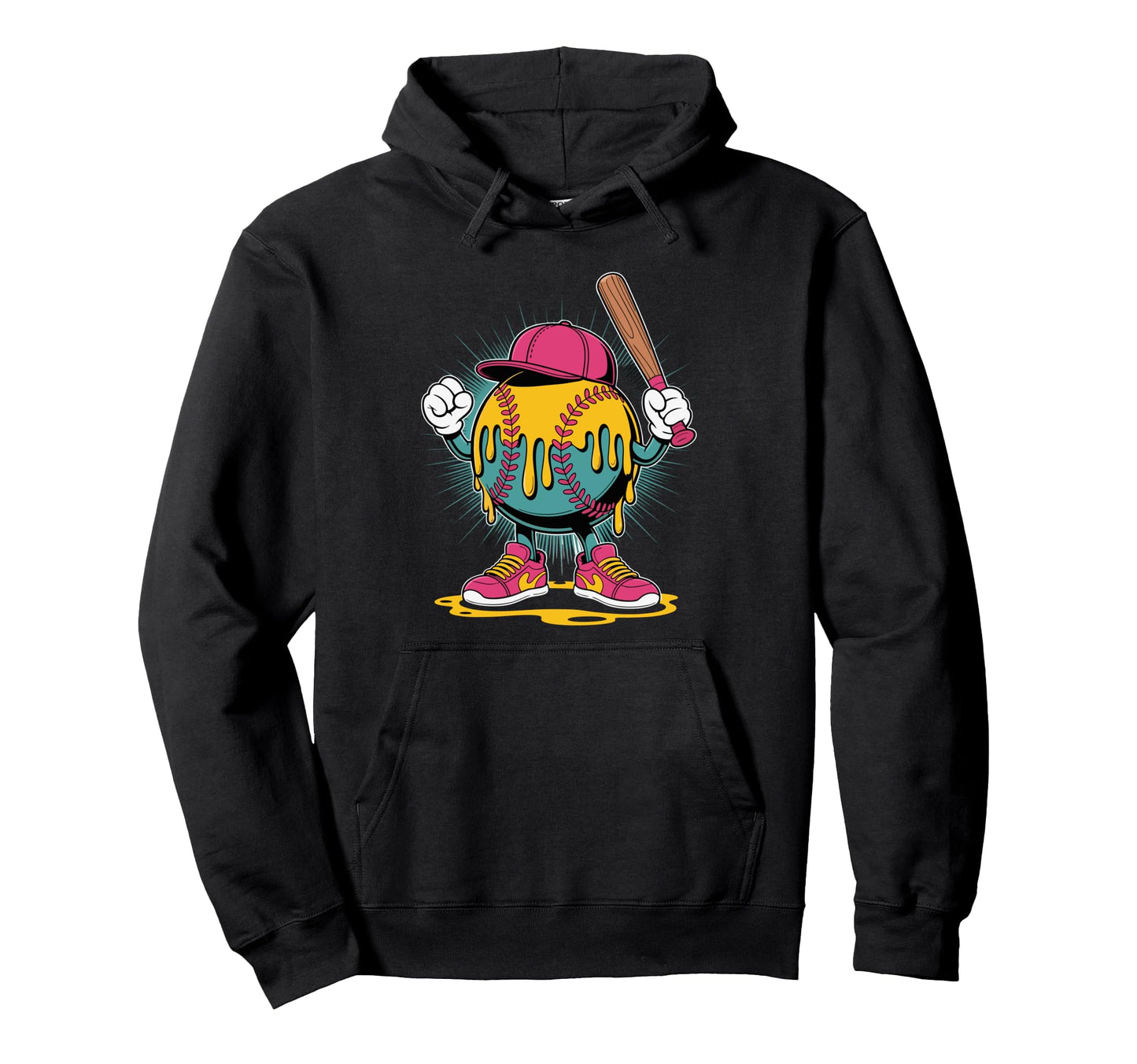 Funny Ice Cream Drip Baseball Spots Hoodie - Fun Novelty Design for Adults - T-Shirt, Sweatshirt, Hoodie