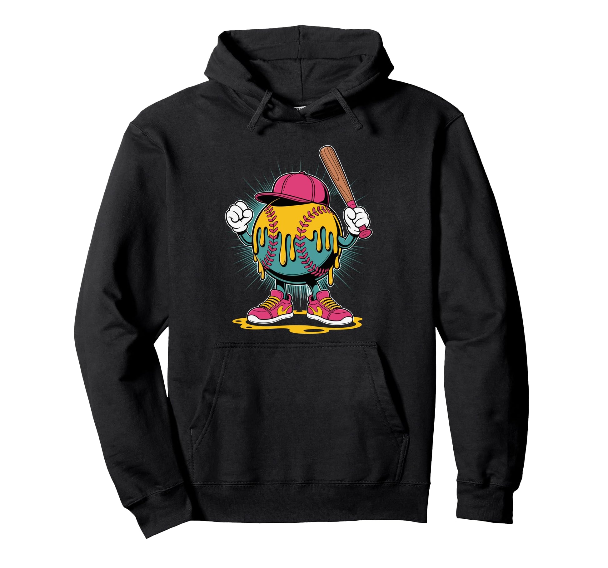 Funny Ice Cream Drip Baseball Spots Hoodie - Fun Novelty Design for Adults - T-Shirt, Sweatshirt, Hoodie