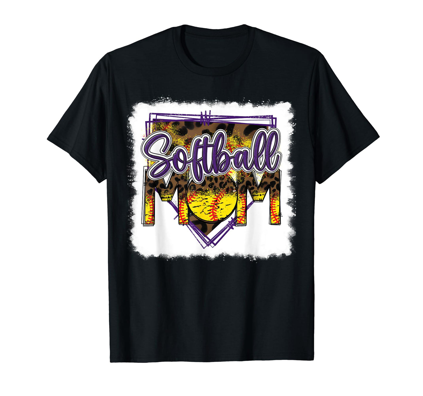 Bleached Softball Mom Leopard Funny T-Shirt - Novelty Apparel Men Women - T-Shirt, Sweatshirt, Hoodie