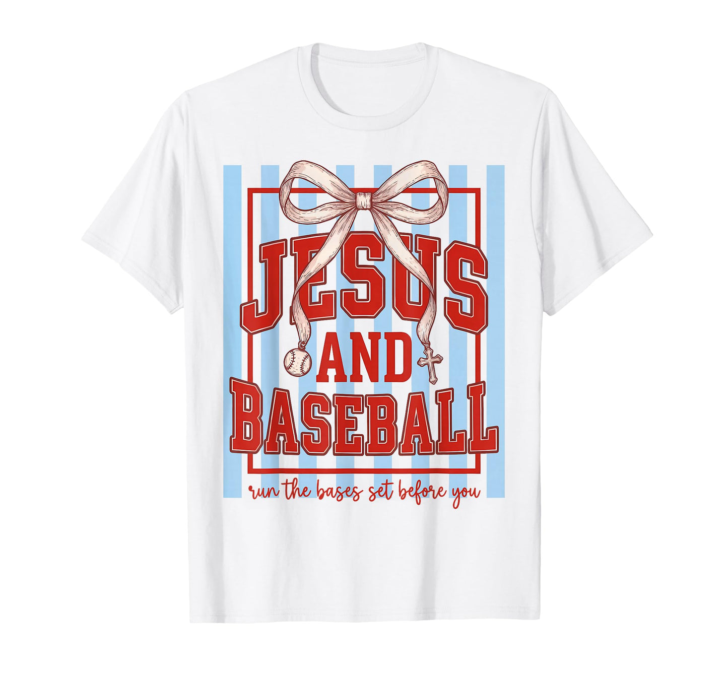 Jesus And Baseball Runs Bases Set T-Shirt - Fun Novelty Design Men Women - T-Shirt, Sweatshirt, Hoodie