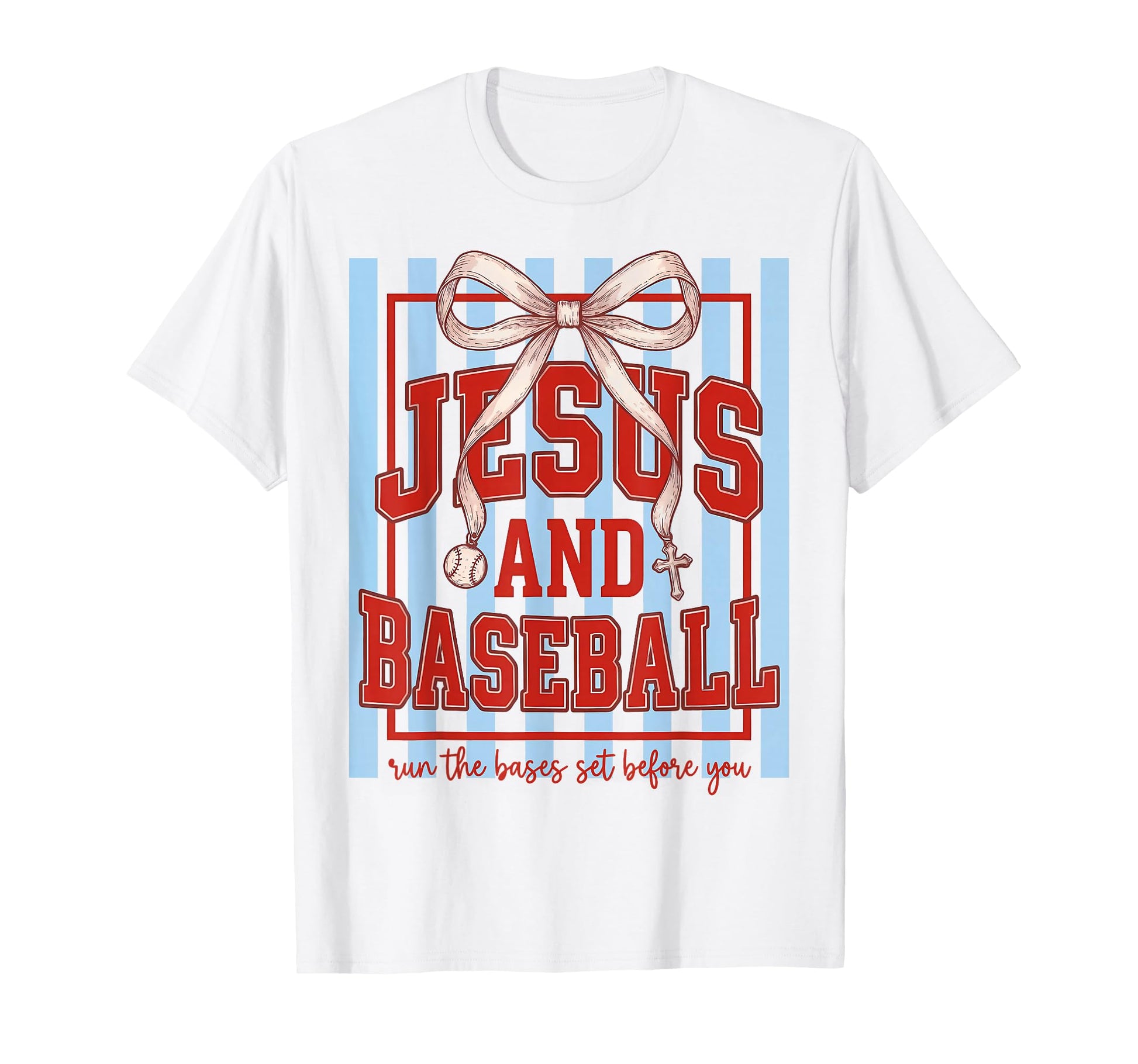 Jesus And Baseball Runs Bases Set T-Shirt - Fun Novelty Design Men Women - T-Shirt, Sweatshirt, Hoodie