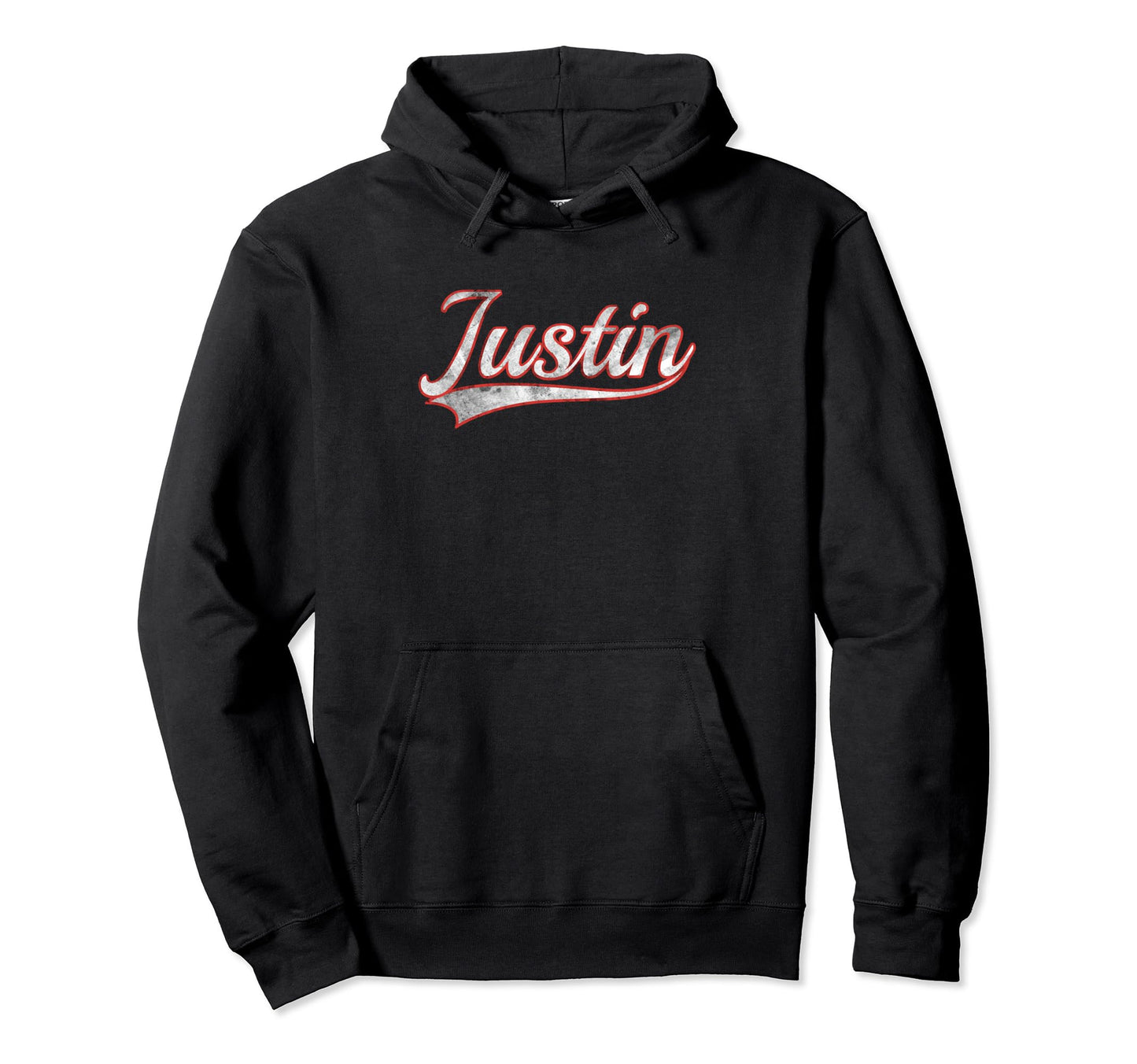 Justin Varsity Distressed Throwback Hoodie - Unique Graphic Men Women - T-Shirt, Sweatshirt, Hoodie