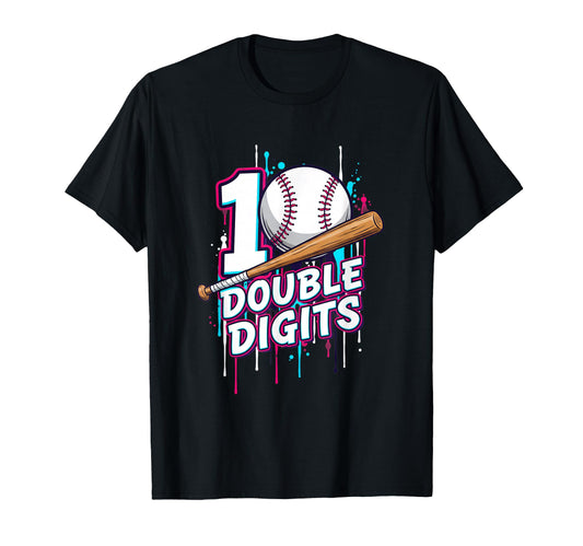 Baseball Double Digits 10Th Birthday T-Shirt - Novelty Apparel Men Women - T-Shirt, Sweatshirt, Hoodie