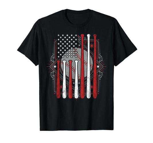 Baseball American Flag Proud Baseball T-Shirt - Fun Novelty Design Unisex - T-Shirt, Sweatshirt, Hoodie