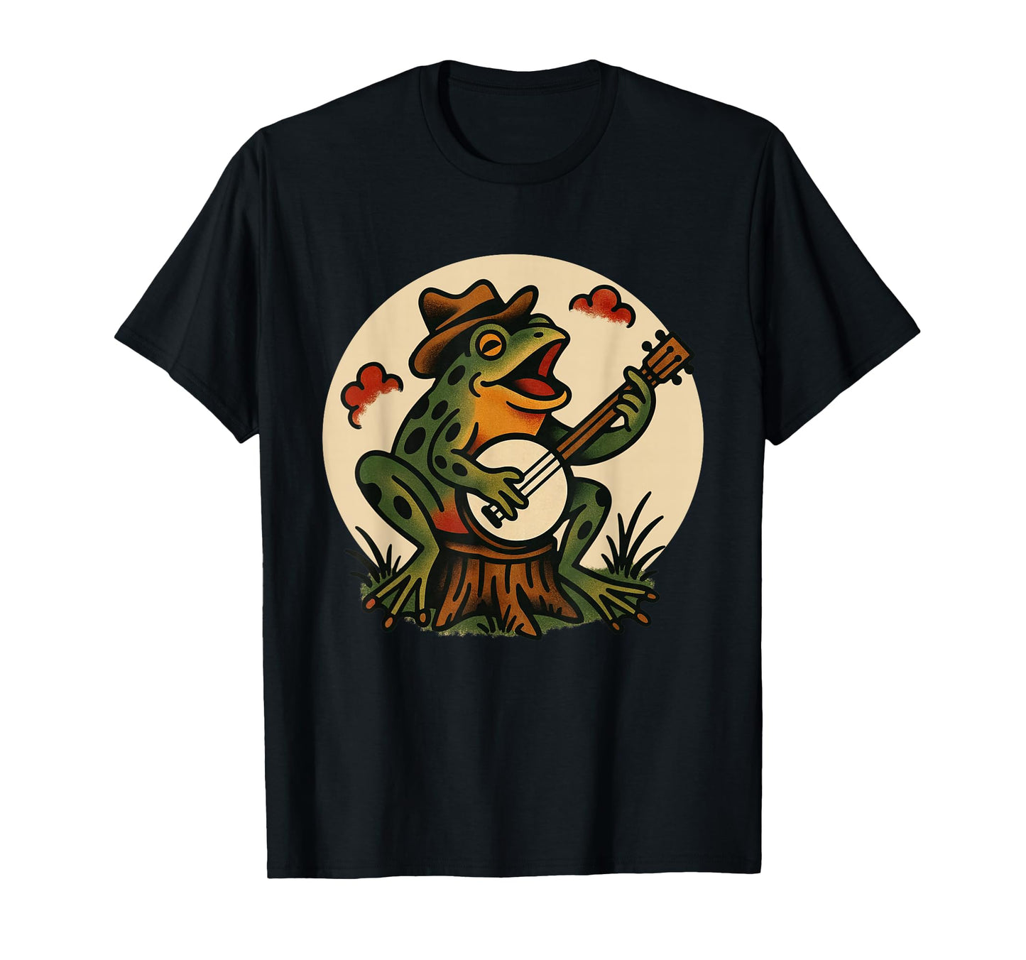 Frog Banjo Tattoo Flash American Tattoos T-Shirt - Graphic Print Men Women - T-Shirt, Sweatshirt, Hoodie