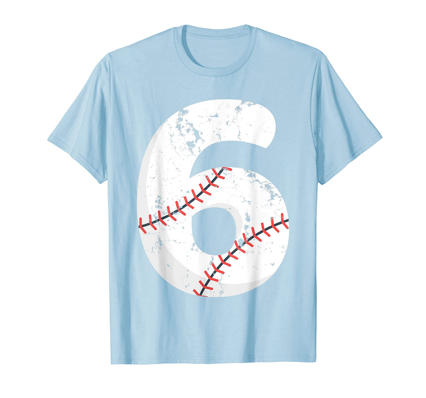 Number 6 Baseball Distressed Team T-Shirt - Casual Everyday Wear for Adults - T-Shirt, Sweatshirt, Hoodie