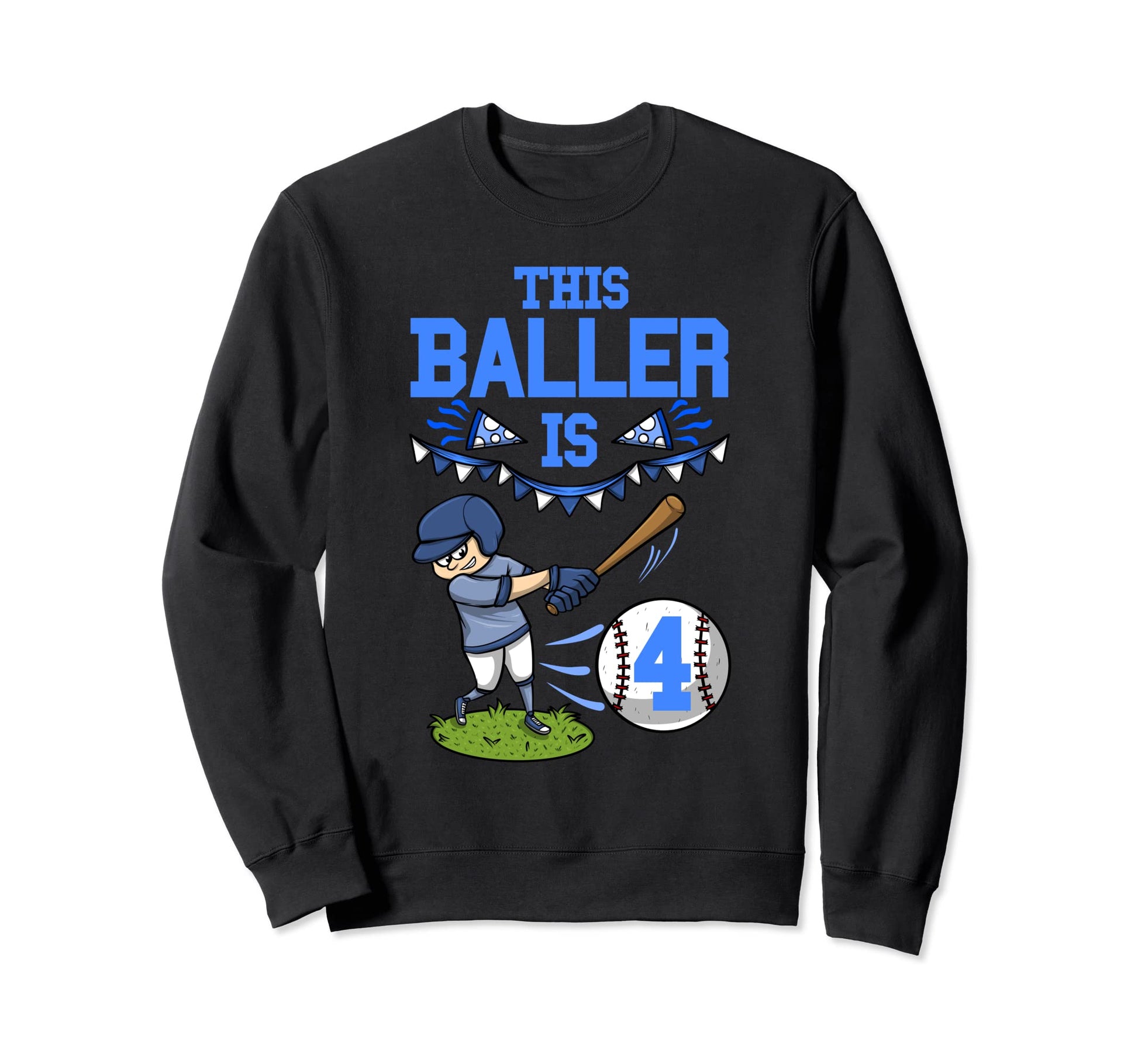 Baseball Player This Baller Is 4 Sweatshirt - Aesthetic Graphic Unisex - T-Shirt, Sweatshirt, Hoodie
