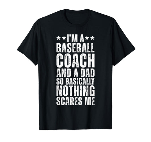 Baseball Coach And Dad Funny Distressed T-Shirt - Graphic Print for Adults - T-Shirt, Sweatshirt, Hoodie