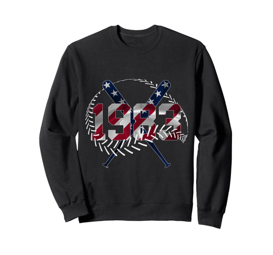 43Rd Birthday Baseball 1983 Sweatshirt - Trendy Graphic Men Women - T-Shirt, Sweatshirt, Hoodie