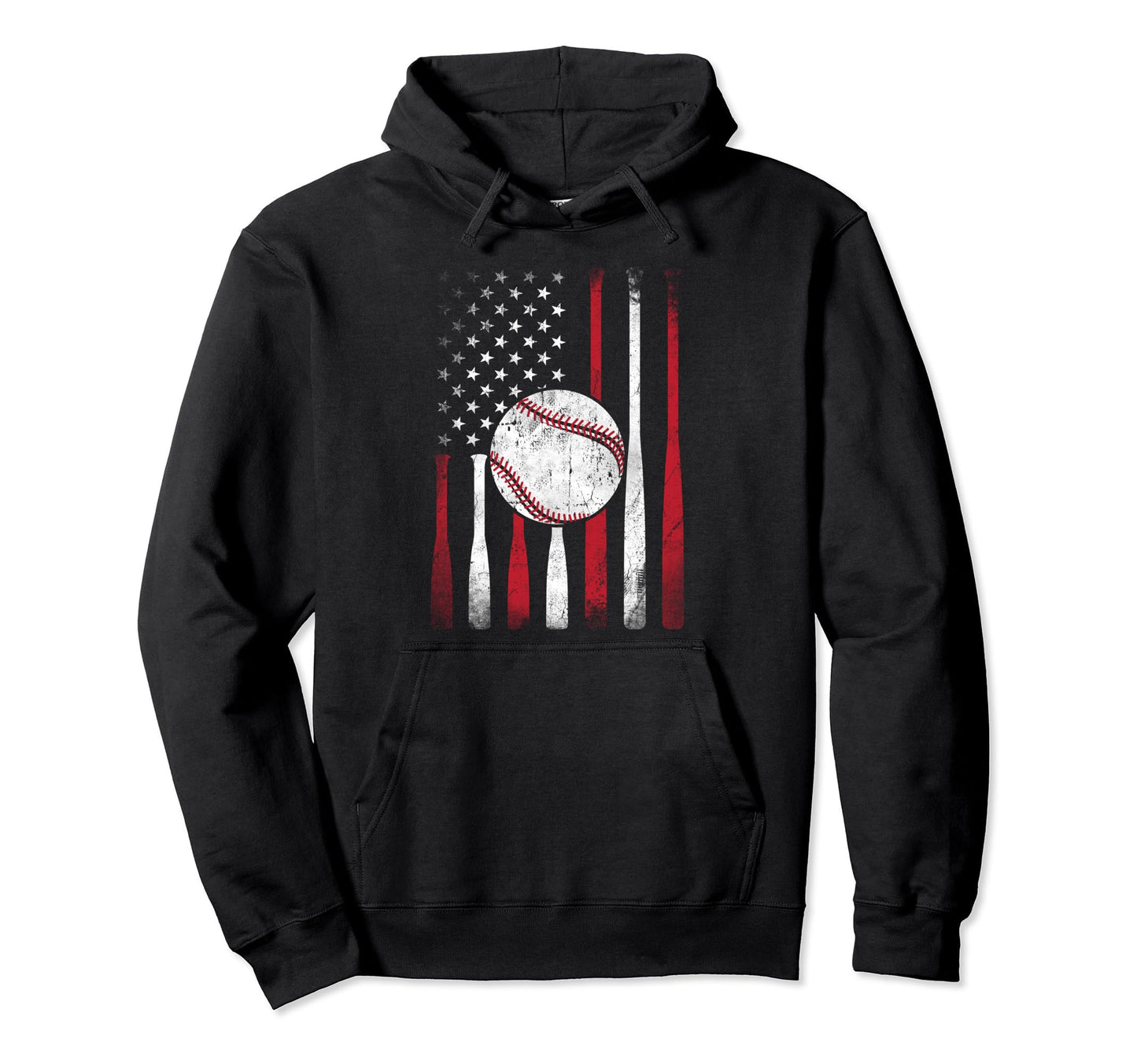 American Flag Baseball Team Hoodie - Novelty Apparel for Adults - T-Shirt, Sweatshirt, Hoodie