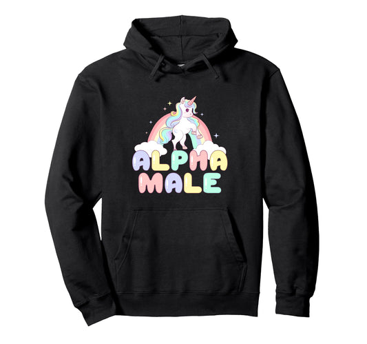 Alpha Male Funny Unicorn Y2K Aesthetic Hoodie - Custom Art Print Men Women - T-Shirt, Sweatshirt, Hoodie