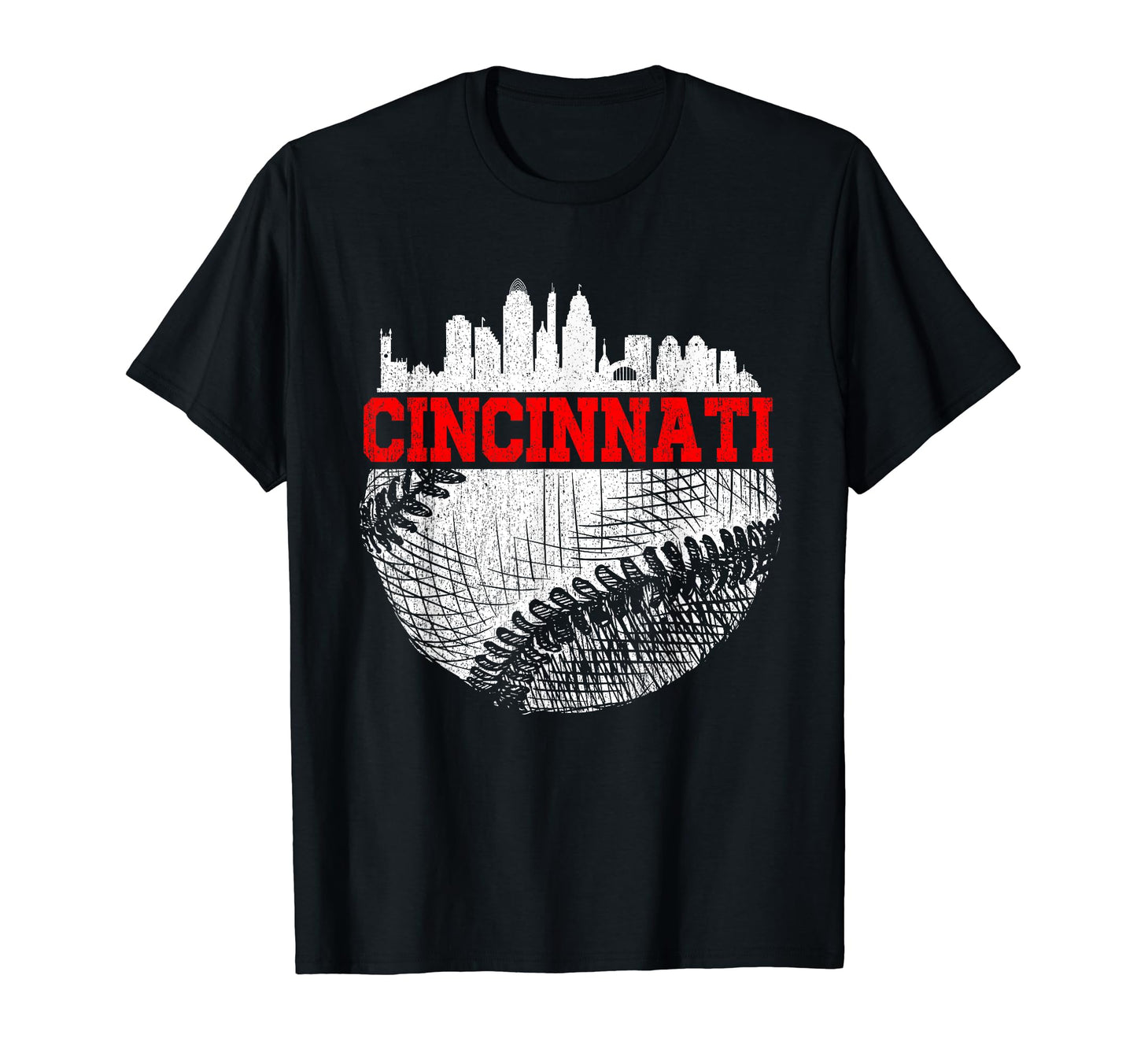 Cincinnati Baseball Game Day Distressed T-Shirt - Novelty Apparel Men Women - T-Shirt, Sweatshirt, Hoodie