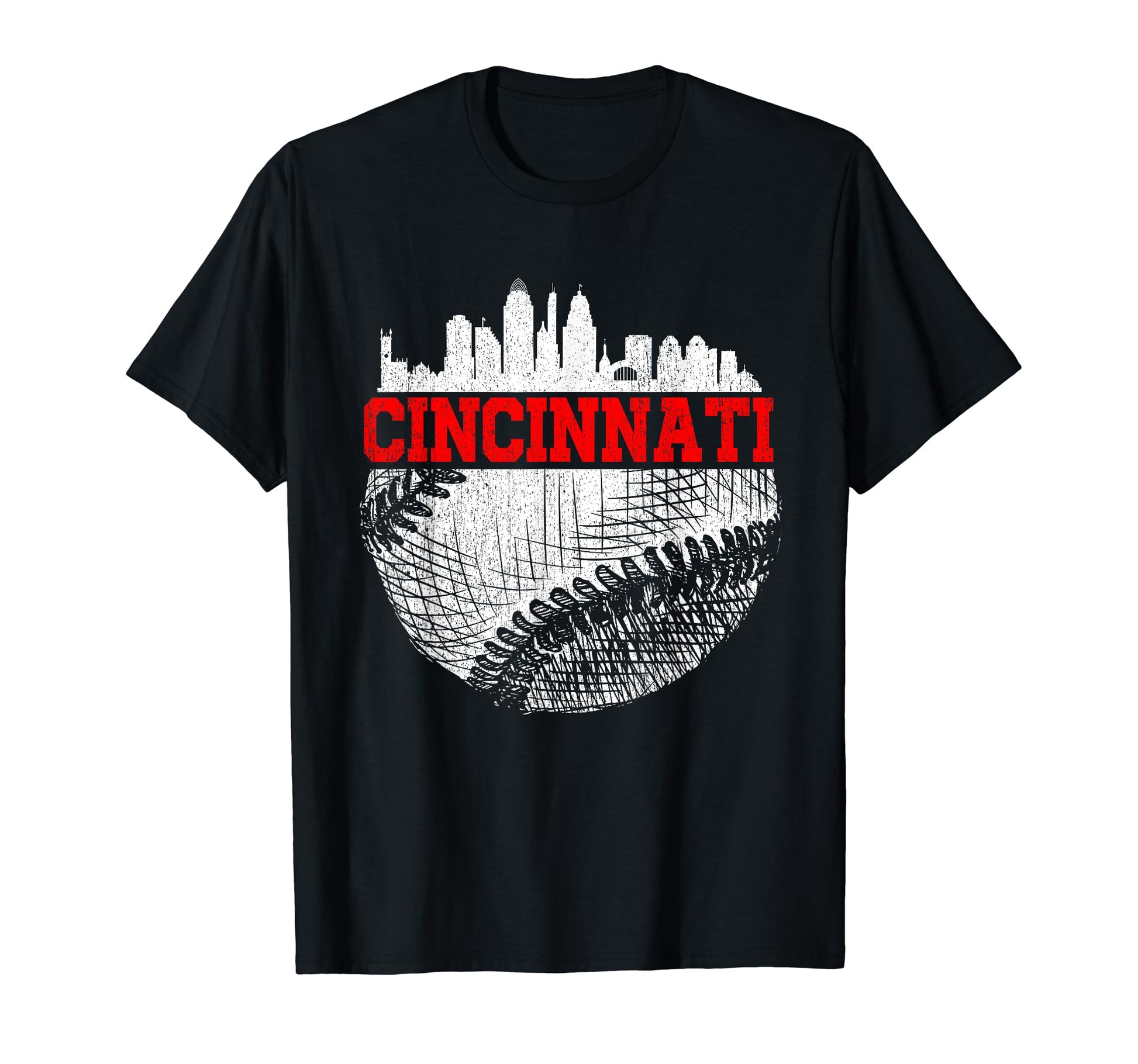 Cincinnati Baseball Game Day Distressed T-Shirt - Novelty Apparel Men Women - T-Shirt, Sweatshirt, Hoodie