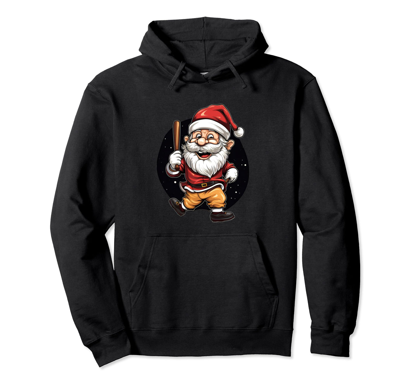 Santa Claus Playing Baseball Batter Hoodie - Casual Everyday Wear Unisex - T-Shirt, Sweatshirt, Hoodie
