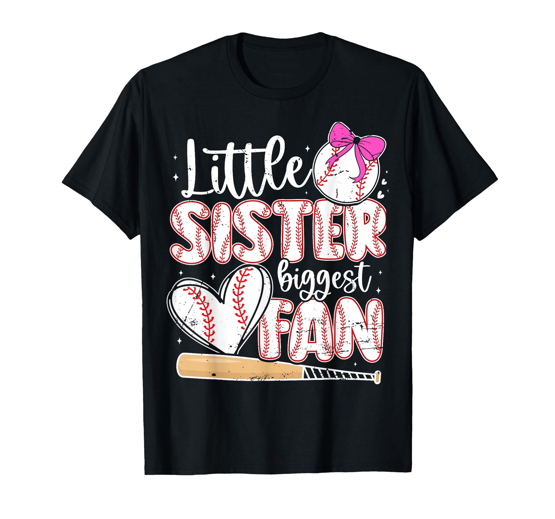 Baseball Little Sister Biggest Fan T-Shirt - Custom Art Print for Adults - T-Shirt, Sweatshirt, Hoodie