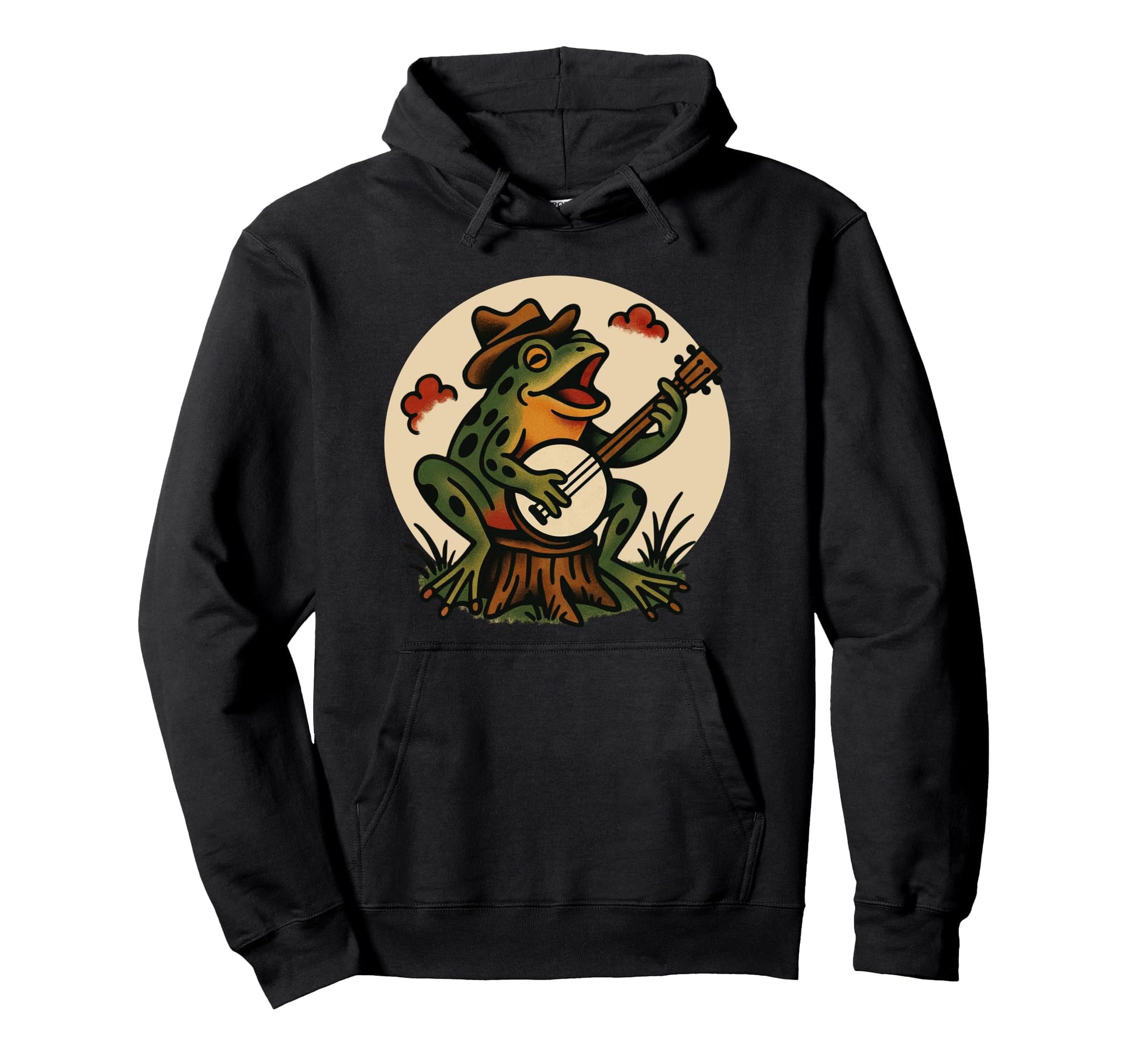 Frog Banjo Tattoo Flash American Tattoos Hoodie - Novelty Apparel Men Women - T-Shirt, Sweatshirt, Hoodie