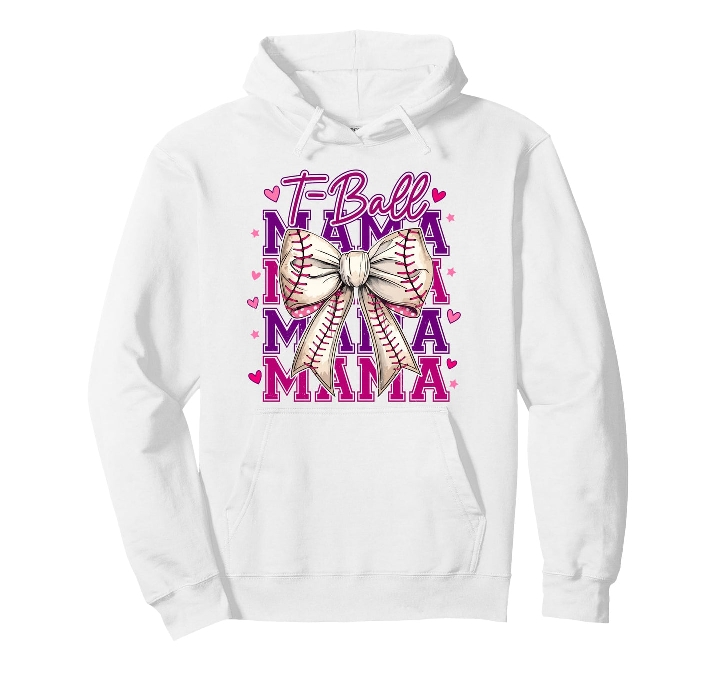 T Ball Mama Baseball Mom Coquette Bow Hoodie - Streetwear Style for Adults - T-Shirt, Sweatshirt, Hoodie