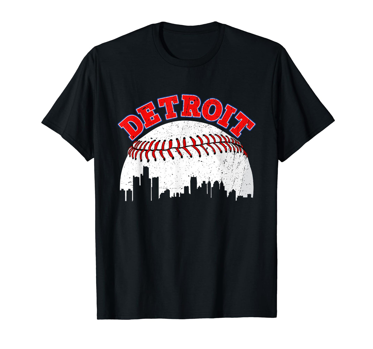 Distressed Baseball Detroit T-Shirt - Fun Novelty Design Men Women - T-Shirt, Sweatshirt, Hoodie