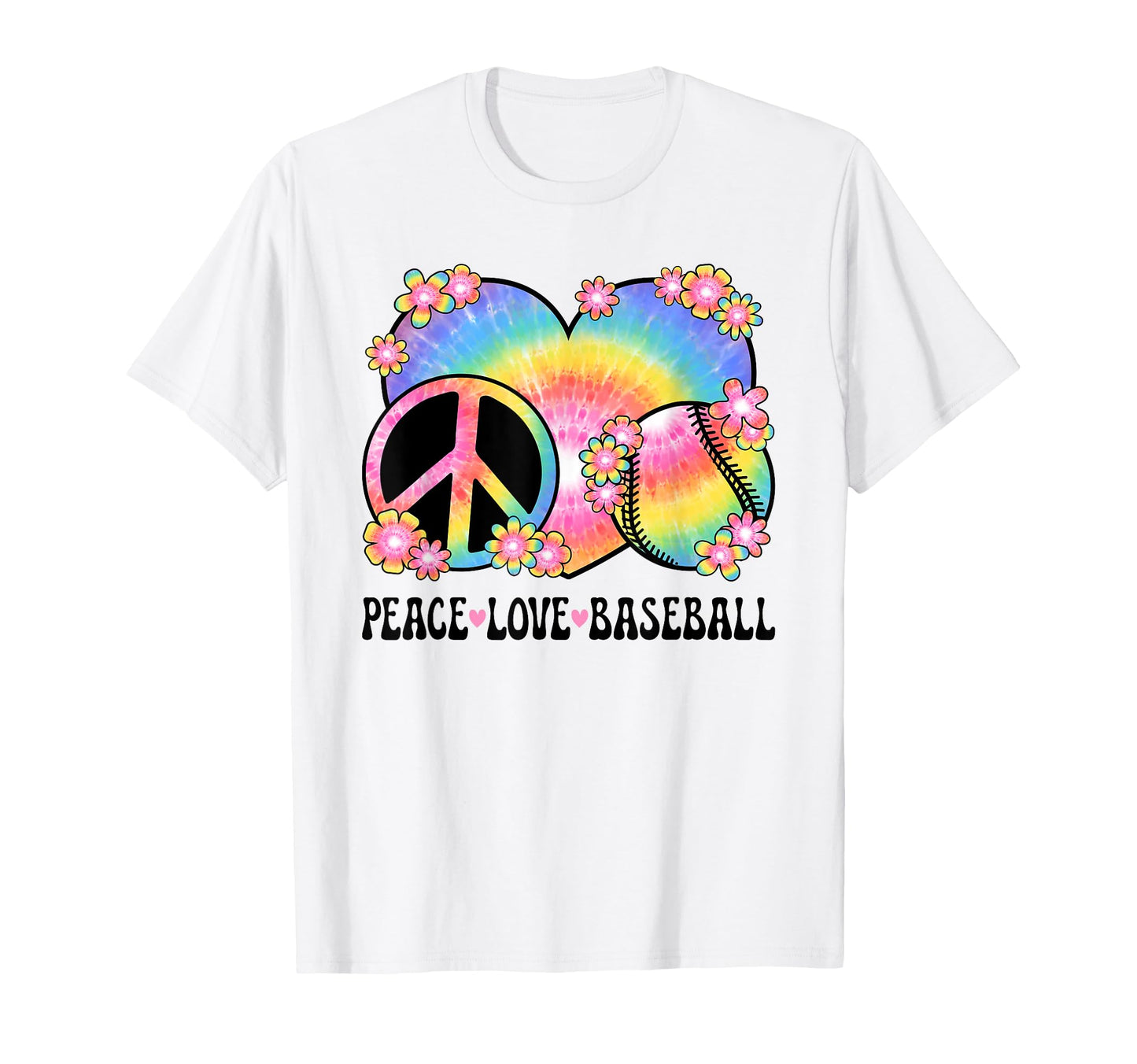 Peace Love Baseball Lover 60S T-Shirt - Casual Everyday Wear for Adults - T-Shirt, Sweatshirt, Hoodie
