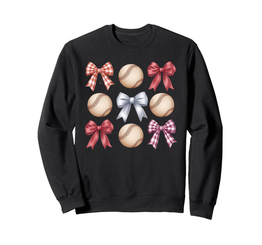 Baseball Coquette Bow Mom Sister Sweatshirt - Unique Graphic for Adults - T-Shirt, Sweatshirt, Hoodie