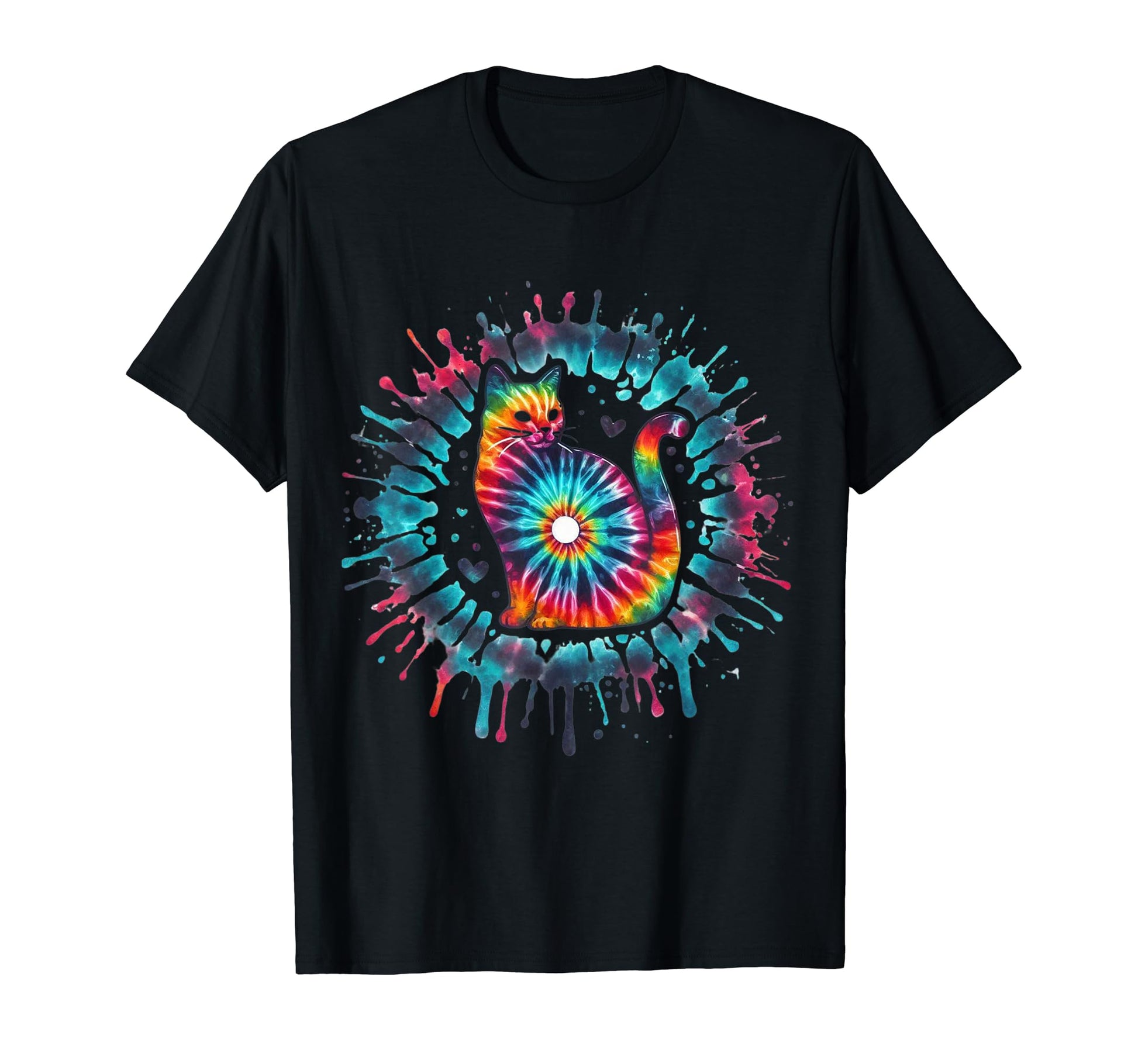 Peace Love Cat Tie Dye Kitty Hippie T-Shirt - Aesthetic Graphic Men Women - T-Shirt, Sweatshirt, Hoodie
