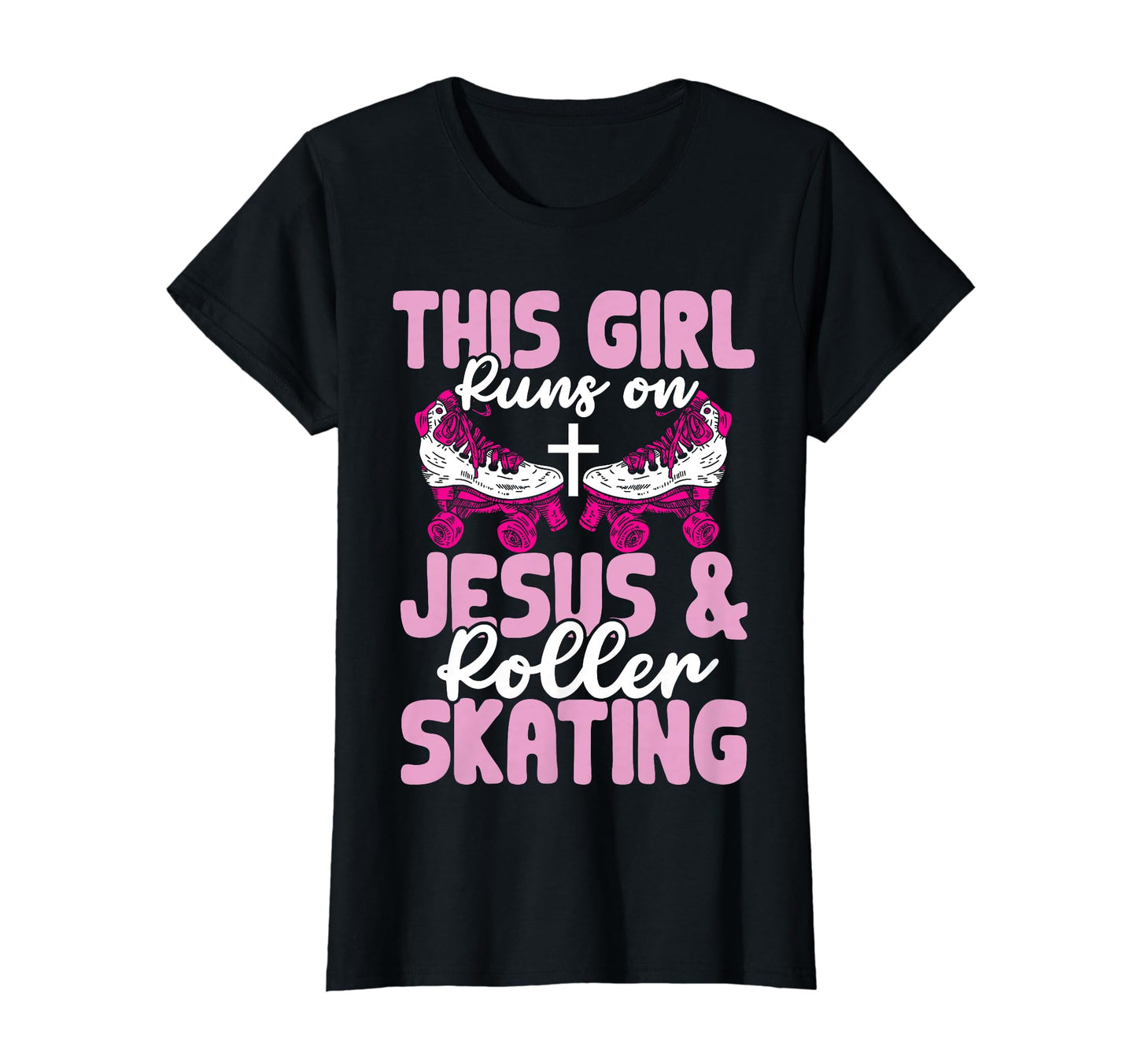 Runs Jesus And Roller Skating Rollerskate T-Shirt - Custom Art Print Unisex - T-Shirt, Sweatshirt, Hoodie