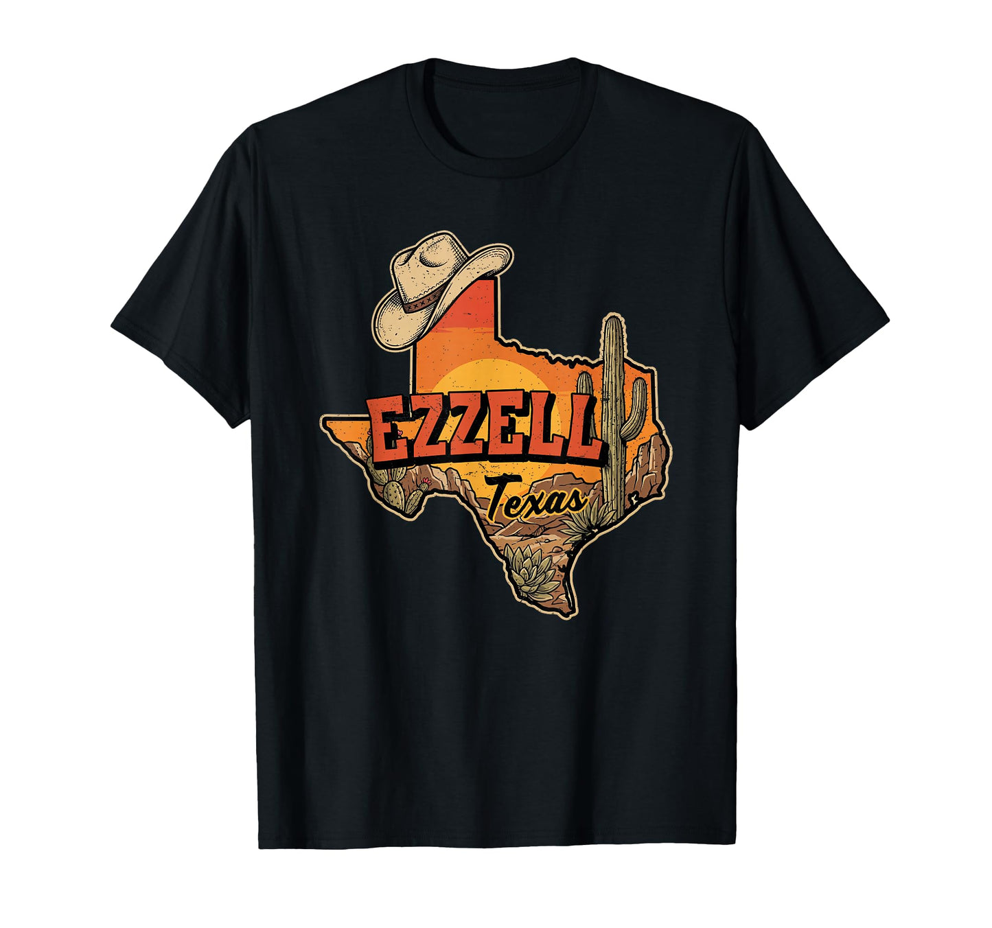 Ezzell Texas Cowboy Hat Desert T-Shirt - Casual Everyday Wear Unisex - T-Shirt, Sweatshirt, Hoodie