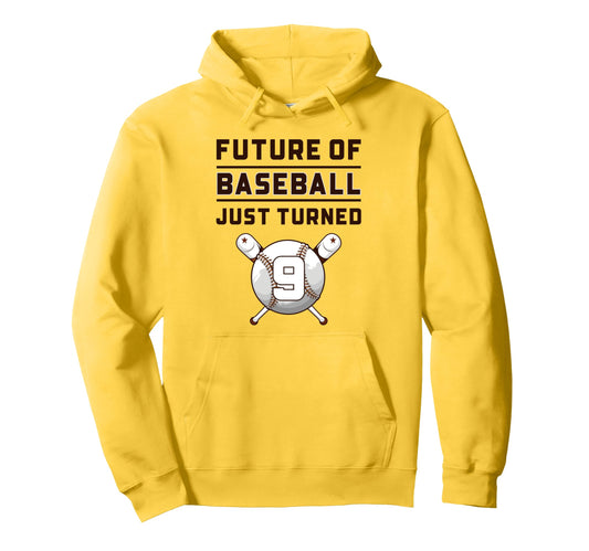 9 Year Old Baseball Birthday Hoodie - Minimalist Print for Adults - T-Shirt, Sweatshirt, Hoodie