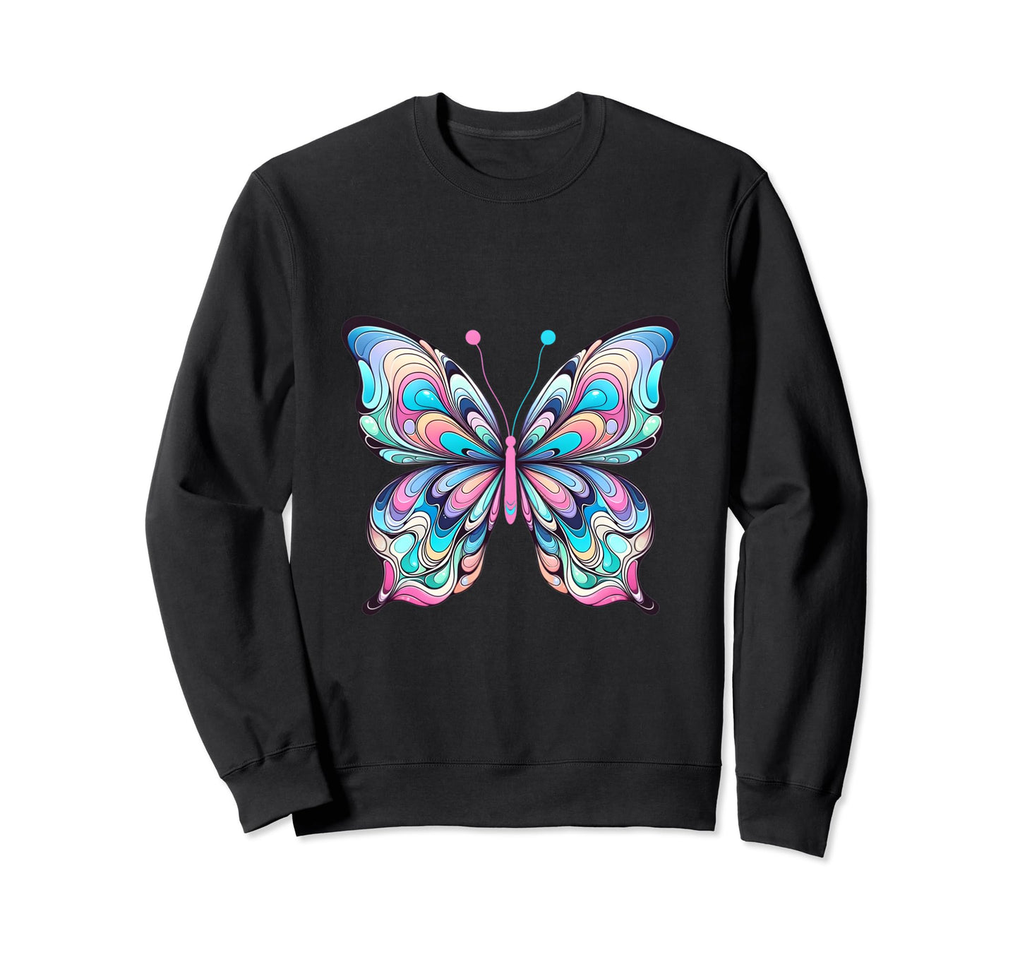 Psychedelic Butterfly Pastel Color Sweatshirt - Streetwear Style Unisex - T-Shirt, Sweatshirt, Hoodie