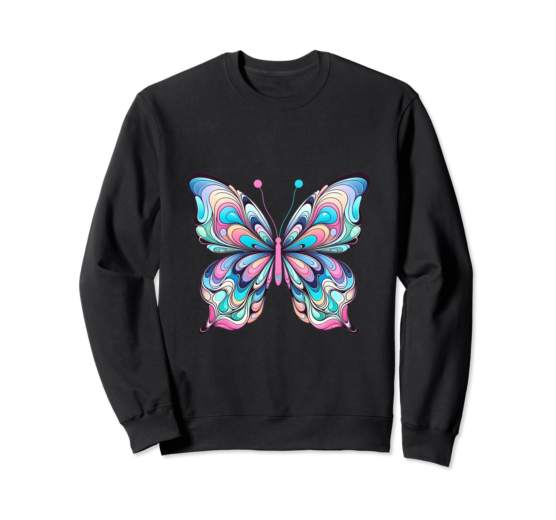Psychedelic Butterfly Pastel Color Sweatshirt - Streetwear Style Unisex - T-Shirt, Sweatshirt, Hoodie
