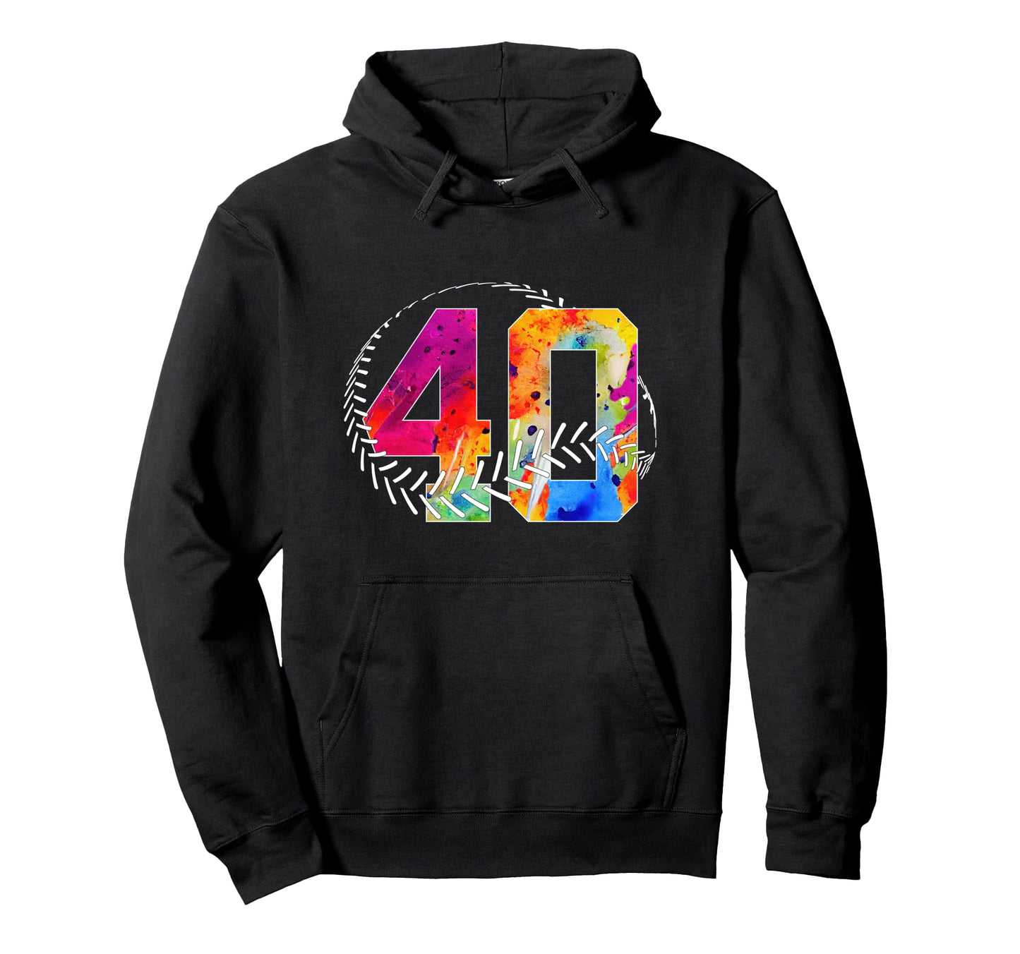 Number 40 Years Baseball 40Th Hoodie - Fun Novelty Design for Adults - T-Shirt, Sweatshirt, Hoodie