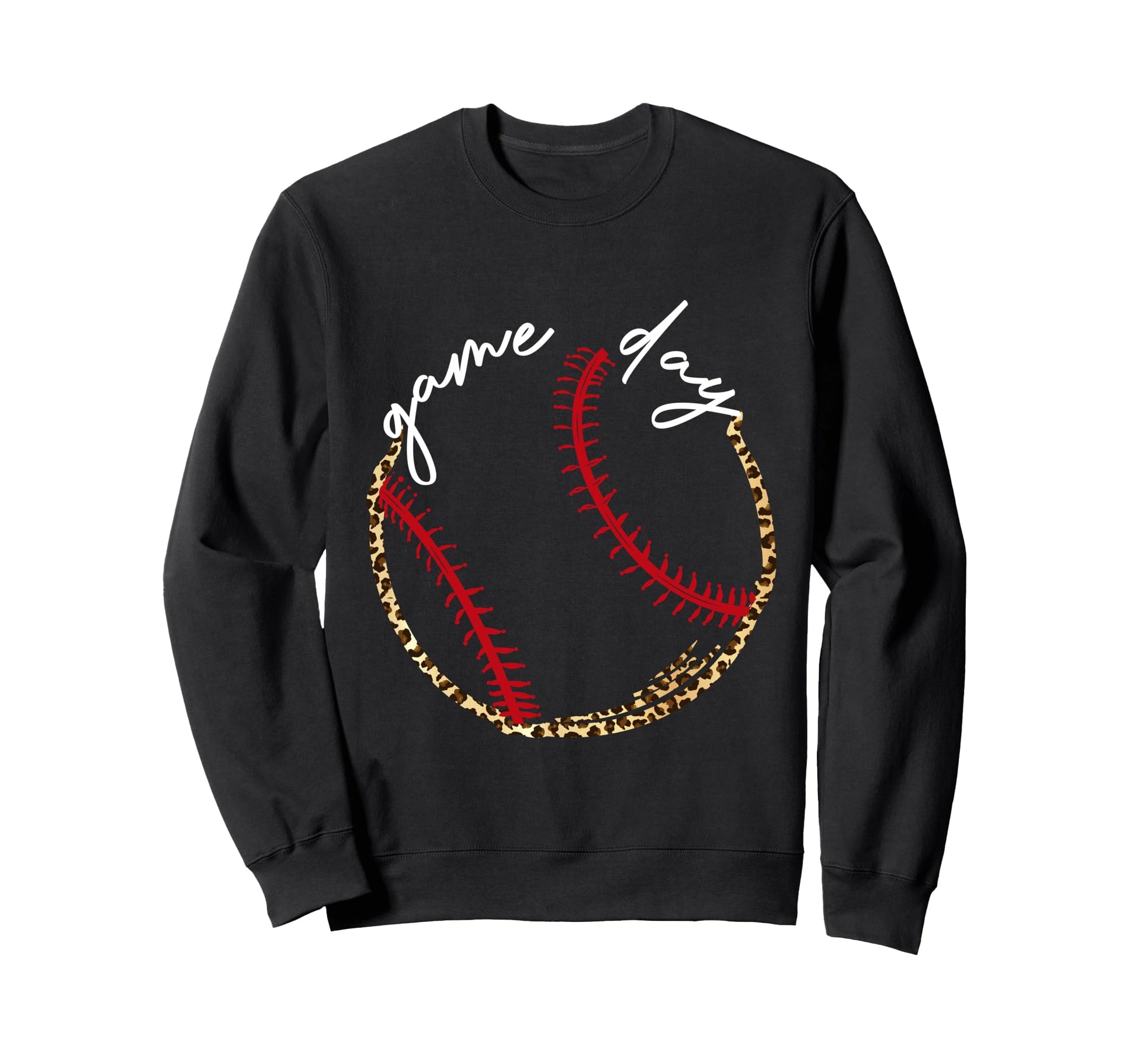 Game Day Baseball Leopard Baseball Sweatshirt - Trendy Graphic for Adults - T-Shirt, Sweatshirt, Hoodie