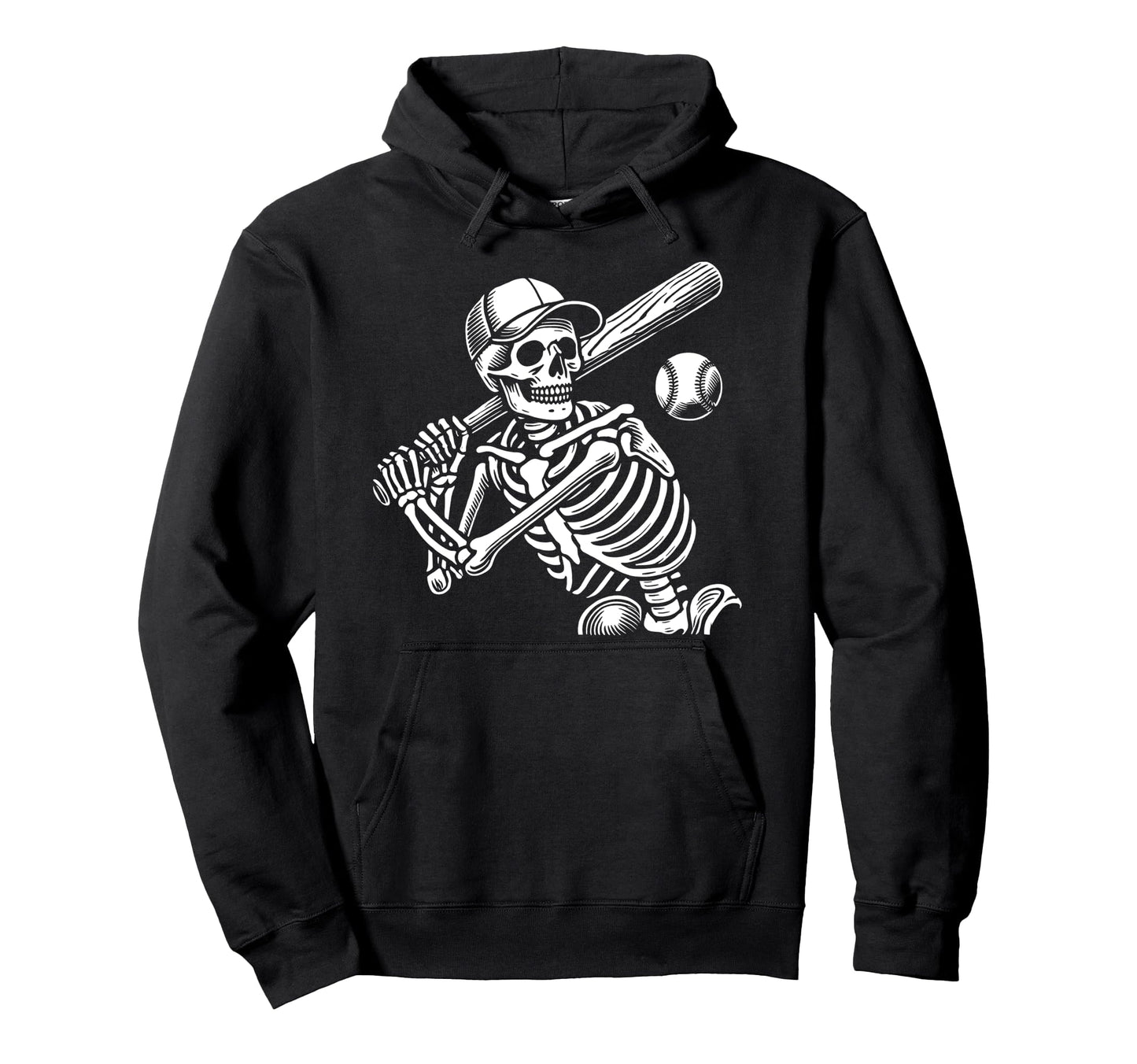 Baseball Skeleton Playing Baseball Hoodie - Fun Novelty Design for Adults - T-Shirt, Sweatshirt, Hoodie