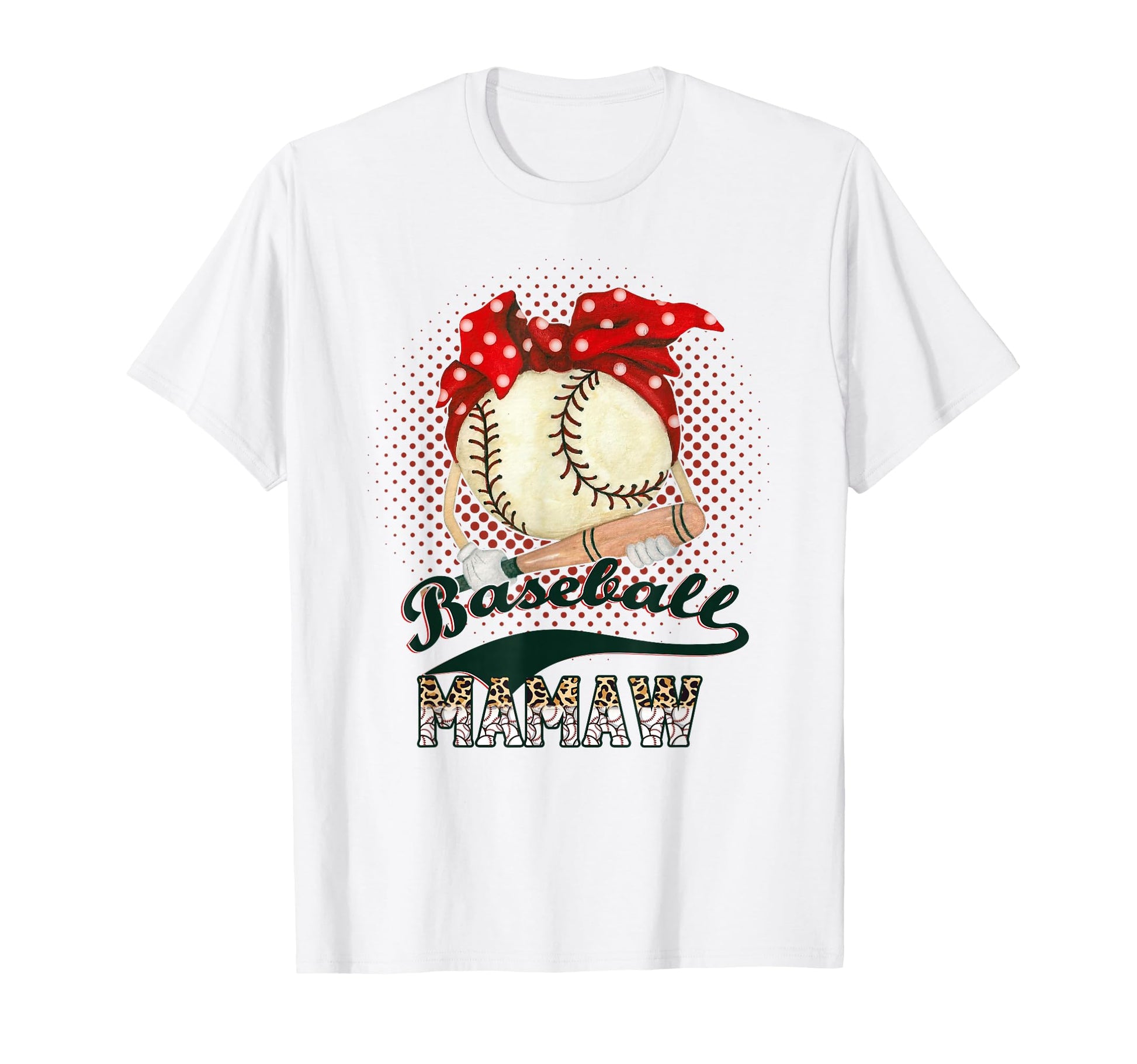 Baseball Mamaw Leopard Game Day T-Shirt - Casual Everyday Wear for Adults - T-Shirt, Sweatshirt, Hoodie