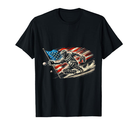 American Flag Baseball Player Bat Fan T-Shirt - Graphic Print for Adults - T-Shirt, Sweatshirt, Hoodie