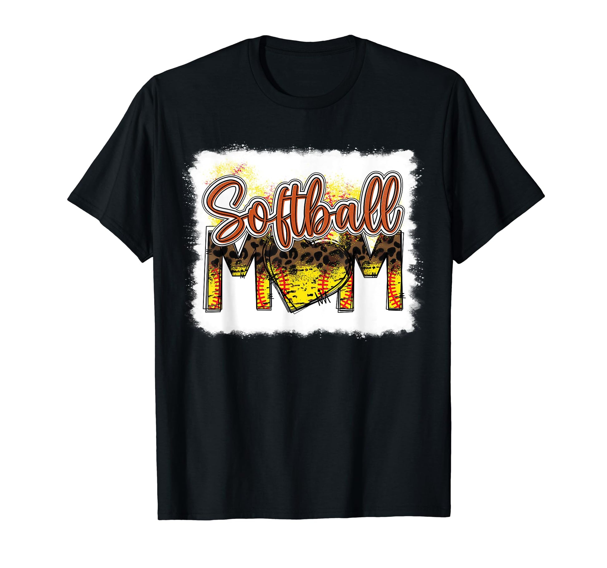 Bleached Softball Mom Leopard Funny T-Shirt - Custom Art Print for Adults - T-Shirt, Sweatshirt, Hoodie
