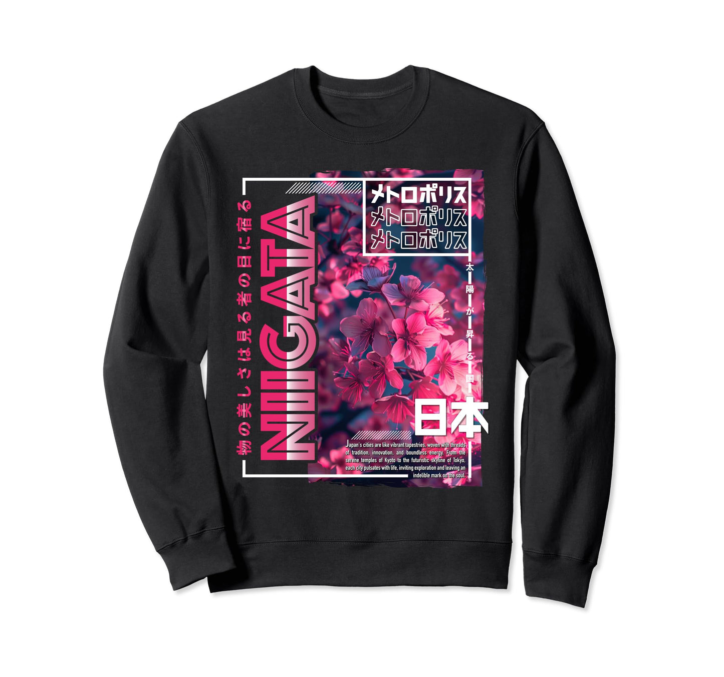 Niigata City 80S Synthwave Yyy Japan Sweatshirt - Custom Art Print Unisex - T-Shirt, Sweatshirt, Hoodie