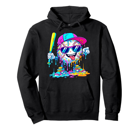 Baseball Drip Ice Cream Drip Baseball Hoodie - Streetwear Style Unisex - T-Shirt, Sweatshirt, Hoodie