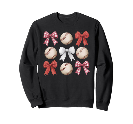 Baseball Coquette Bow Mom Sister Sweatshirt - Novelty Apparel for Adults - T-Shirt, Sweatshirt, Hoodie