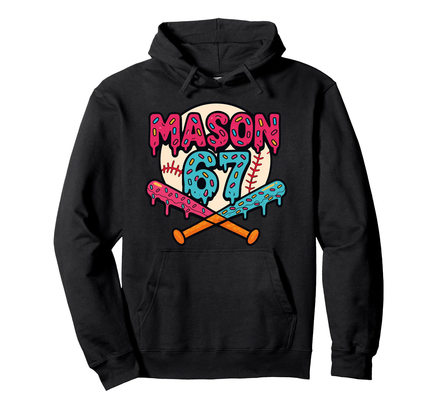 Mason 67 Funny Ice Cream Drip Baseball Hoodie - Unique Graphic for Adults - T-Shirt, Sweatshirt, Hoodie