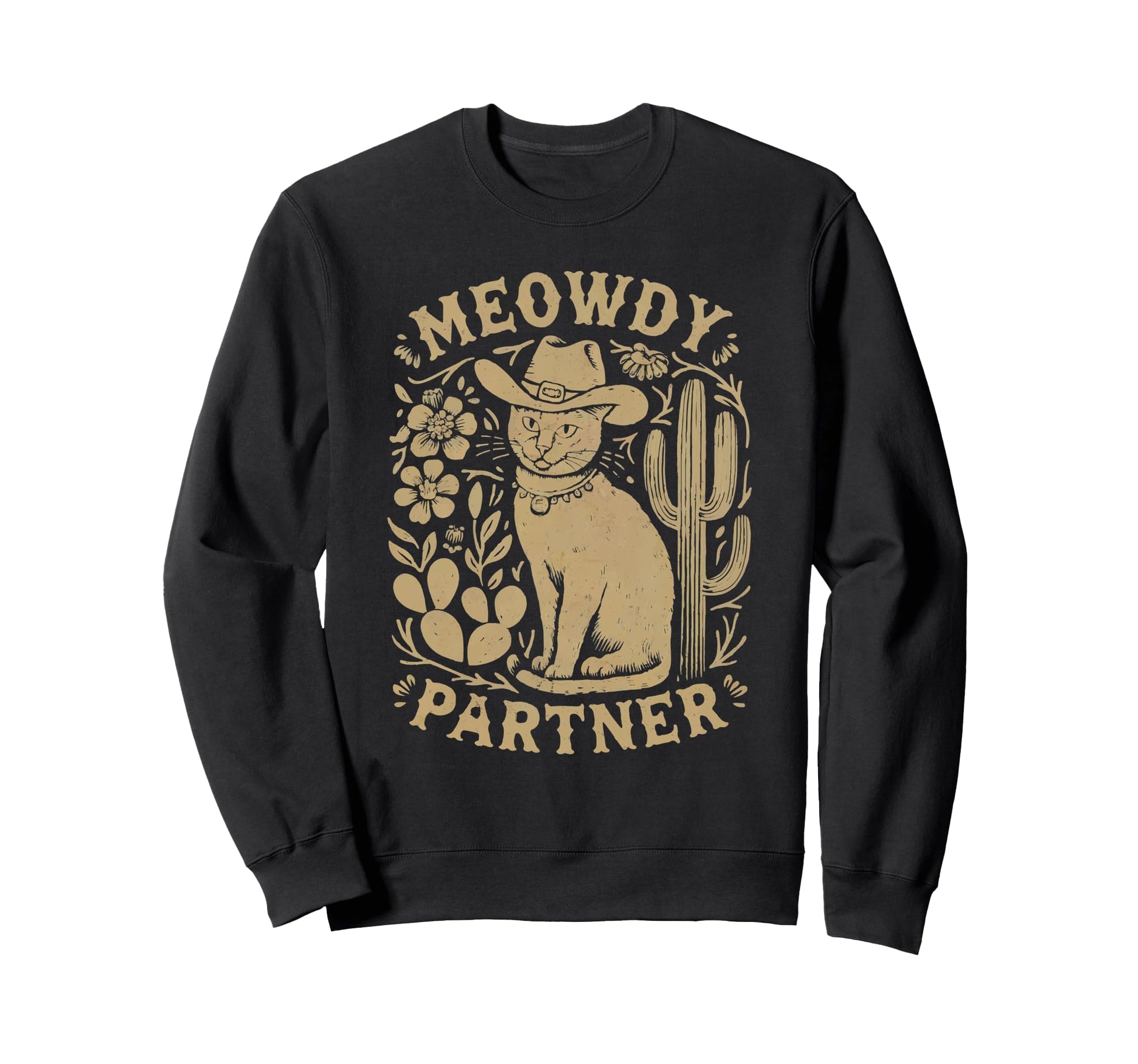 Cowboy Cat Meowdy Funny Howdy Y2K Sweatshirt - Graphic Print for Adults - T-Shirt, Sweatshirt, Hoodie