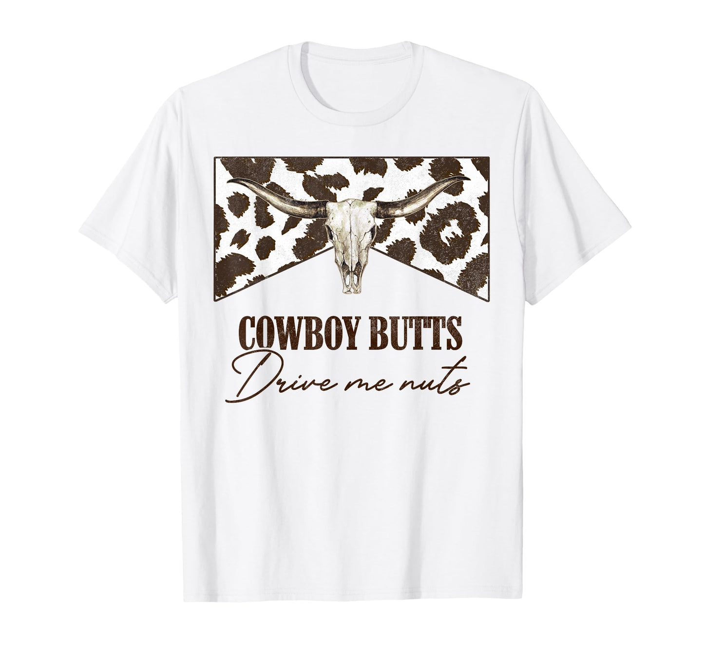 Leopard Bull Skull Western Cowboy Butts T-Shirt - Minimalist Print Unisex - T-Shirt, Sweatshirt, Hoodie