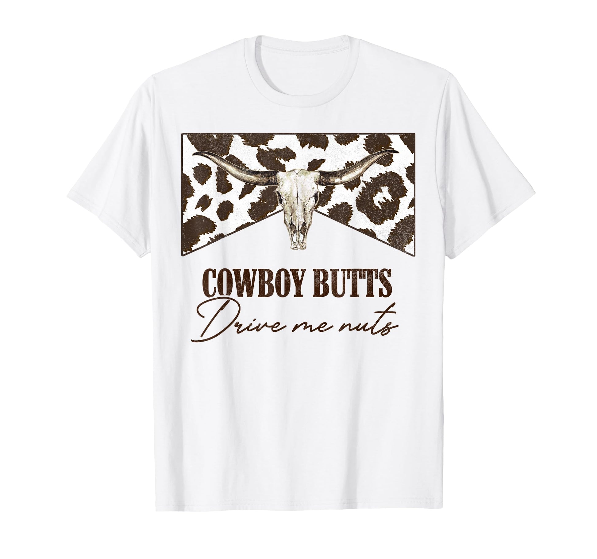 Leopard Bull Skull Western Cowboy Butts T-Shirt - Minimalist Print Unisex - T-Shirt, Sweatshirt, Hoodie
