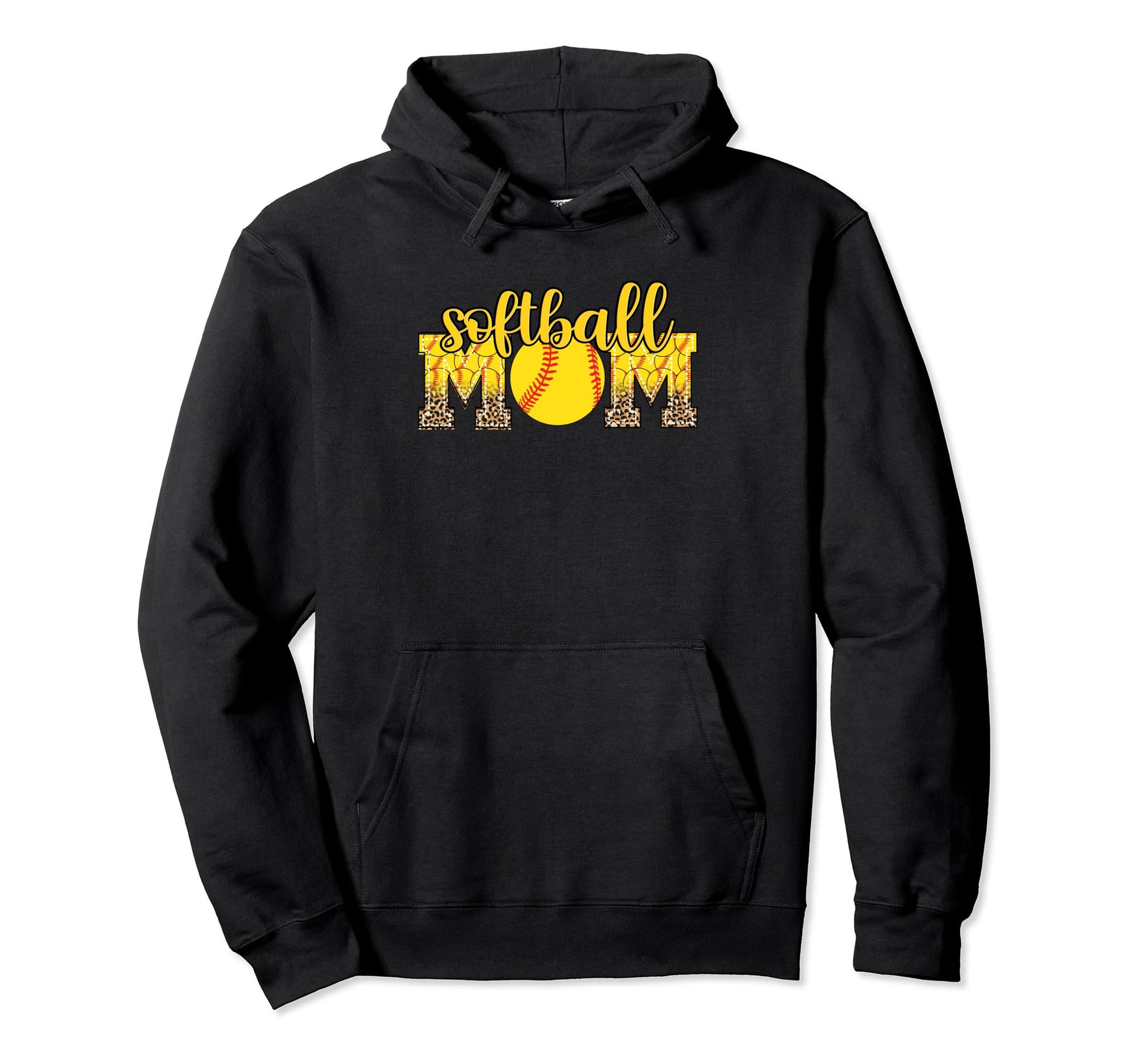 Softball Mom Leopard Funny Softball Hoodie - Fun Novelty Design for Adults - T-Shirt, Sweatshirt, Hoodie