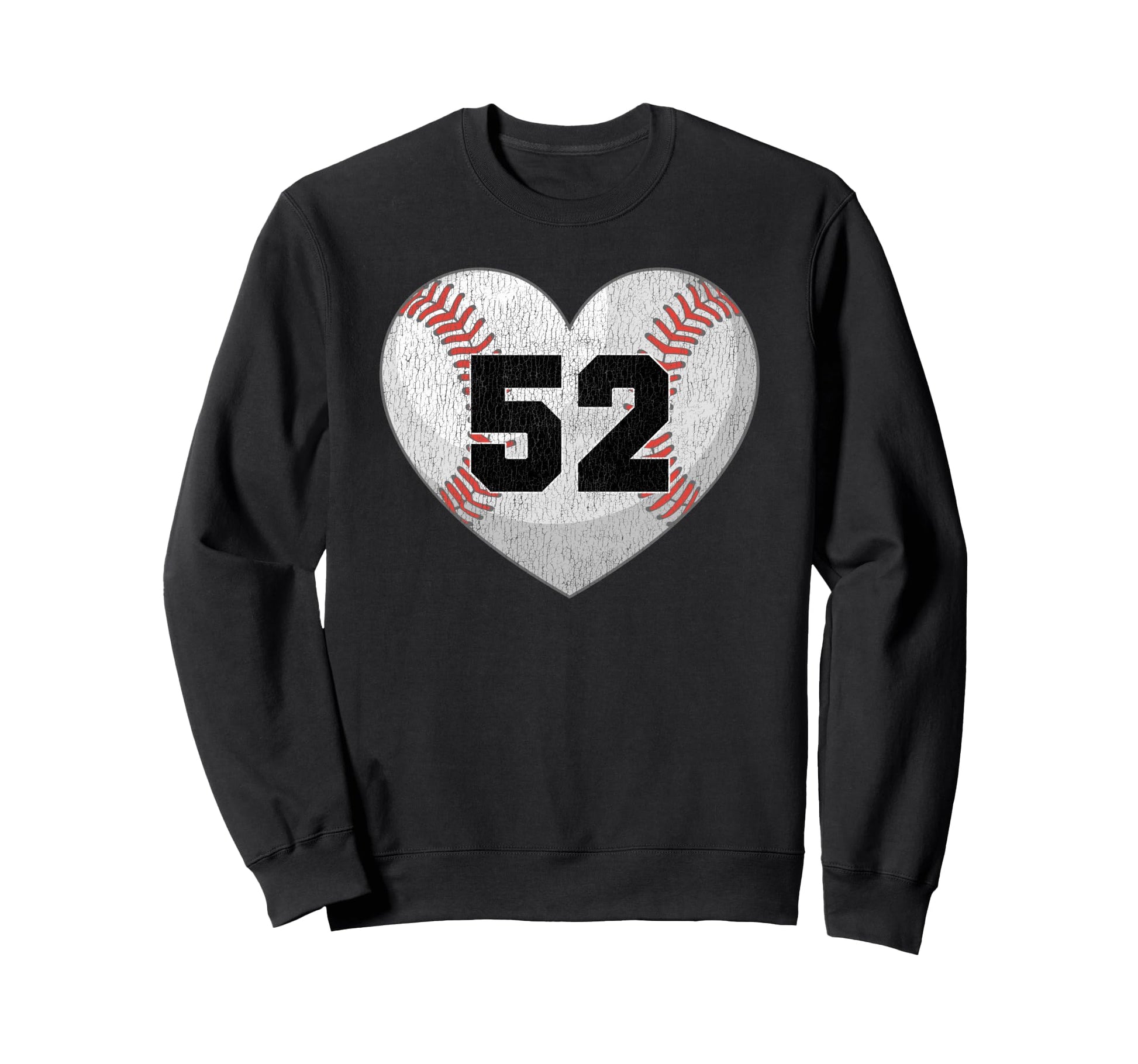 Baseball Number 52 Distressed Sweatshirt - Aesthetic Graphic for Adults - T-Shirt, Sweatshirt, Hoodie
