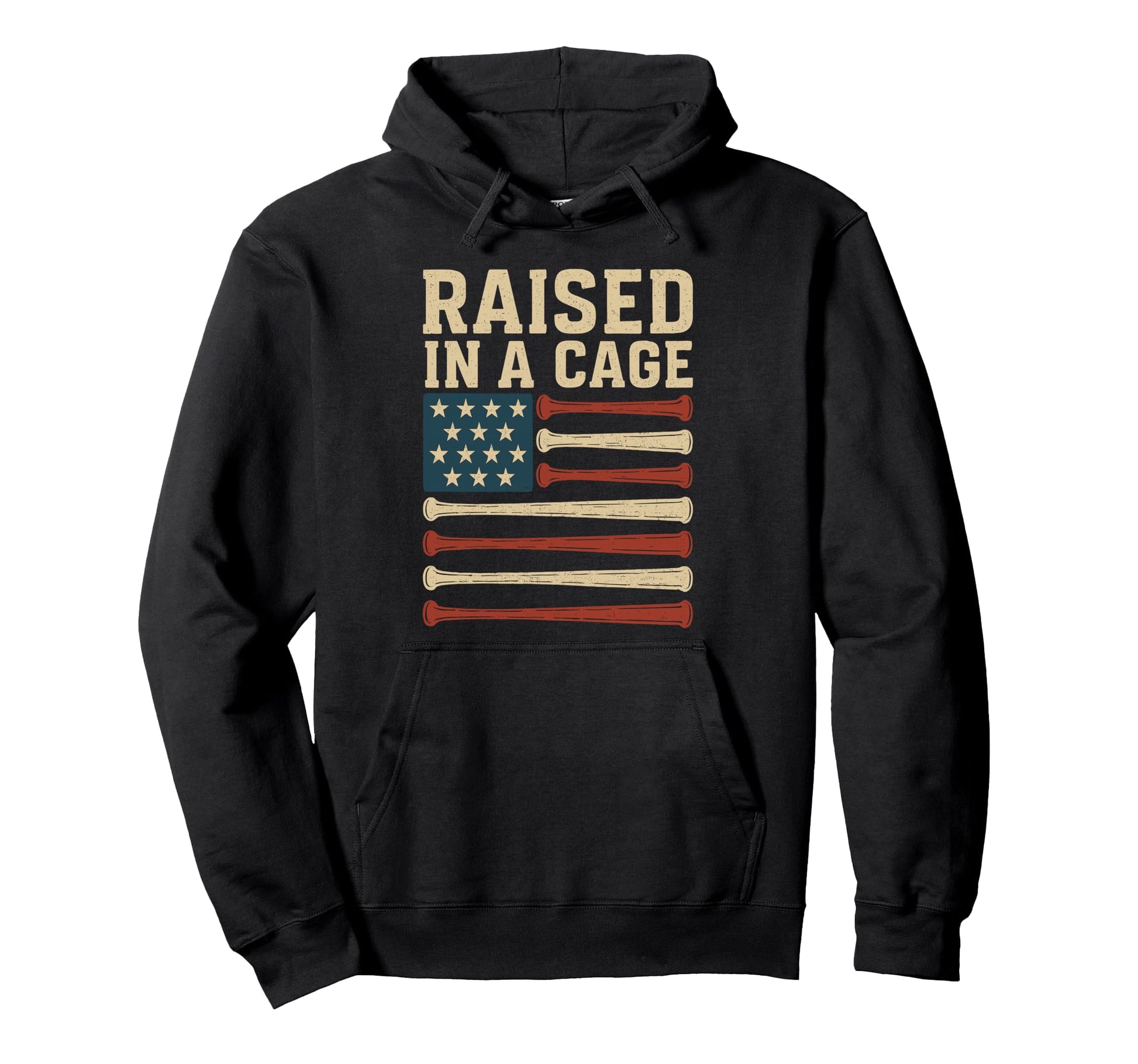 I Was Raised Cage Baseball Hitter Hoodie - Casual Everyday Wear Men Women - T-Shirt, Sweatshirt, Hoodie