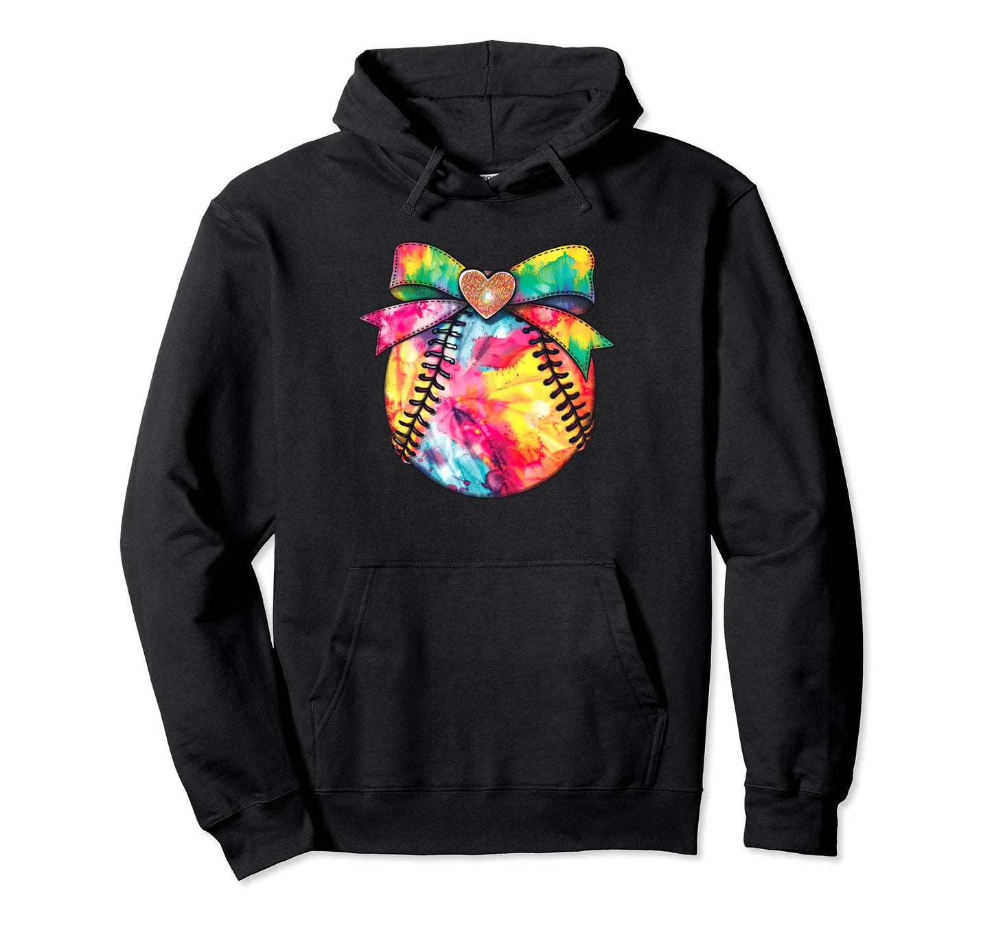 Colorful Tie Dye Baseball Softball Hoodie - Custom Art Print for Adults - T-Shirt, Sweatshirt, Hoodie