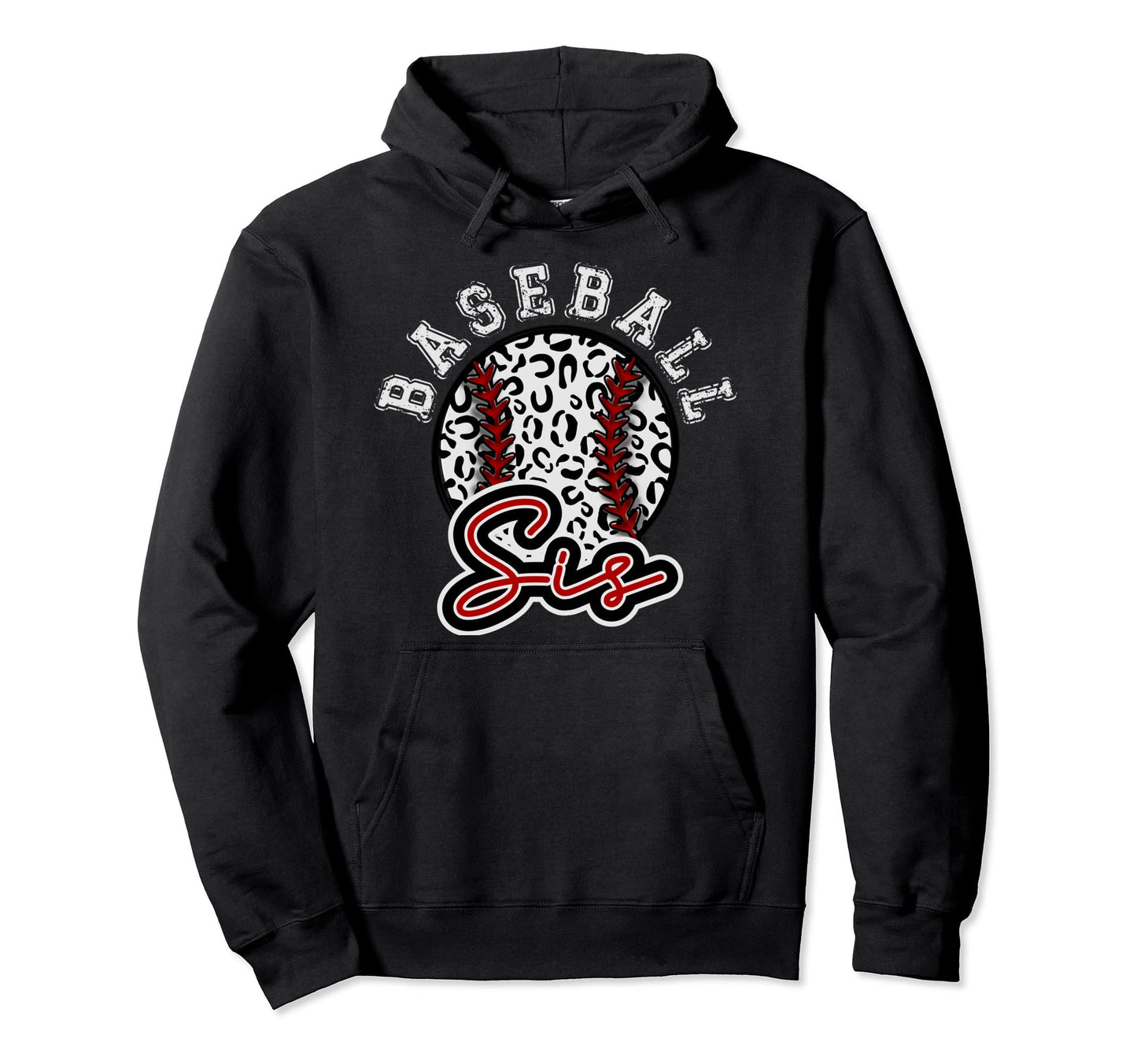 Leopard Cheetah Baseball Sis Womens Hoodie - Fun Novelty Design for Adults - T-Shirt, Sweatshirt, Hoodie
