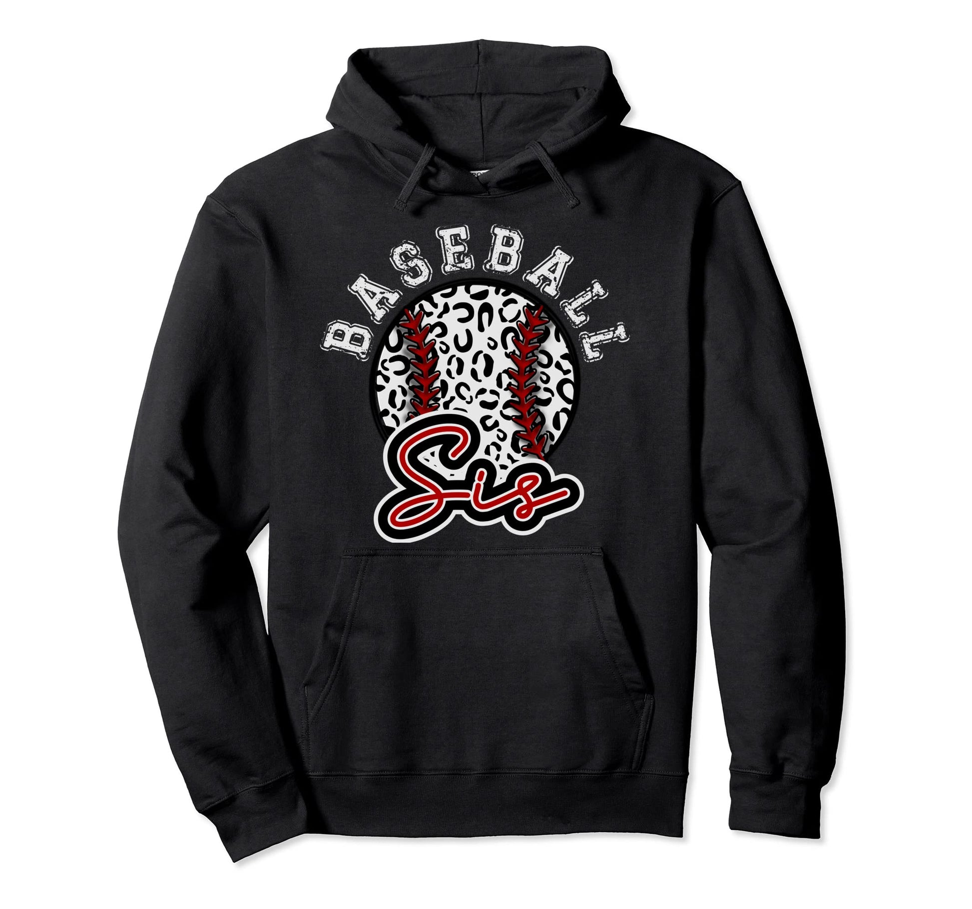 Leopard Cheetah Baseball Sis Womens Hoodie - Fun Novelty Design for Adults - T-Shirt, Sweatshirt, Hoodie